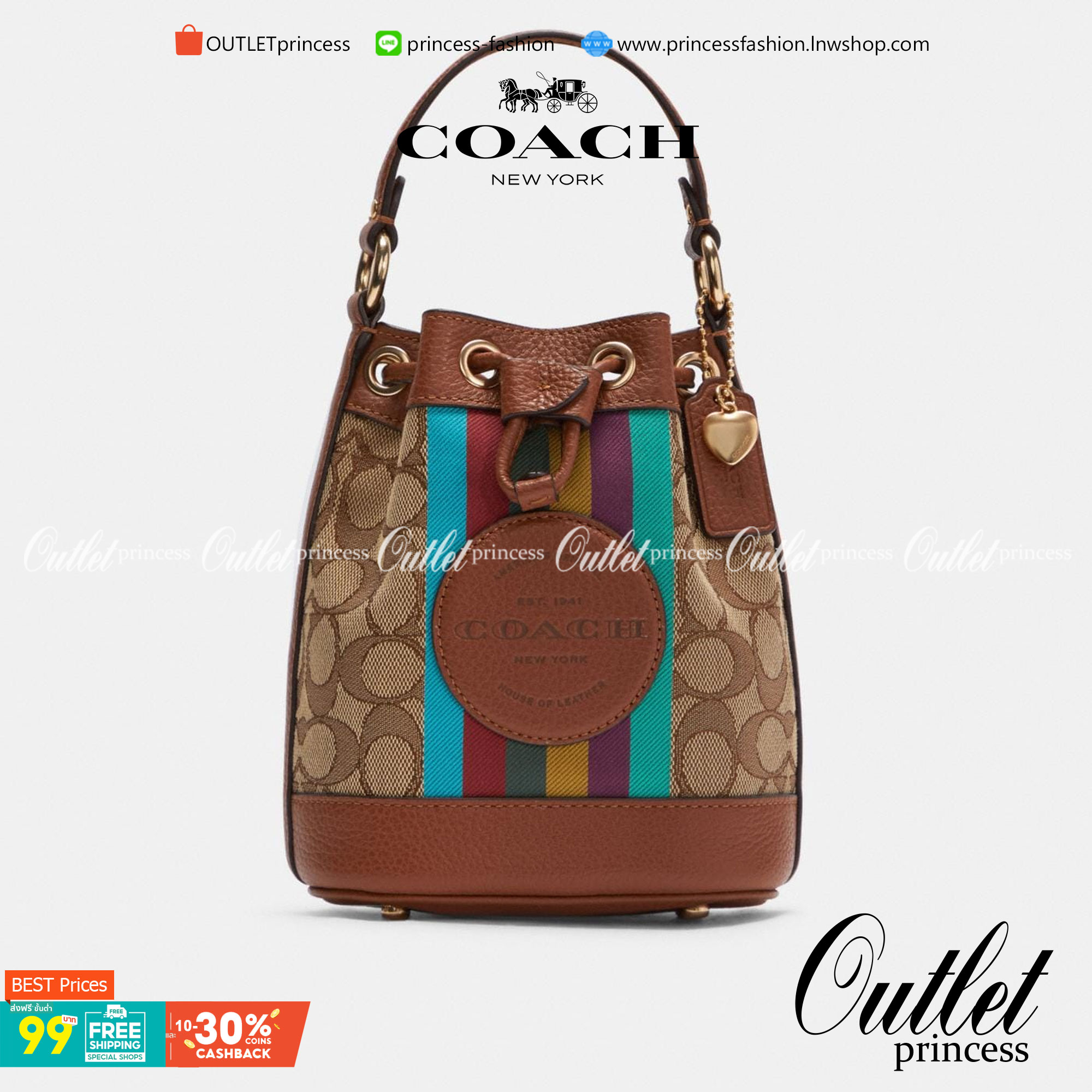 น้องใหม่ล่าสุด สวยเกินต้านเลยค่าา! COACH DEMPSEY DRAWSTRING BUCKET 15 IN SIGNATURE JACQUARD WITH STRIPE 2021 พร้อมส่งที่ไทย ออกใหม่ล่าสุด ห้ามพลาดค่า! กระเป๋าทรงขนมจีบ วัสดุJacquard+หนังแท้ ตัเแทบสีตรงกลาง เพิ่มสีสันเข้ามาได้ลงตัวสวยงามมากๆค่ะ