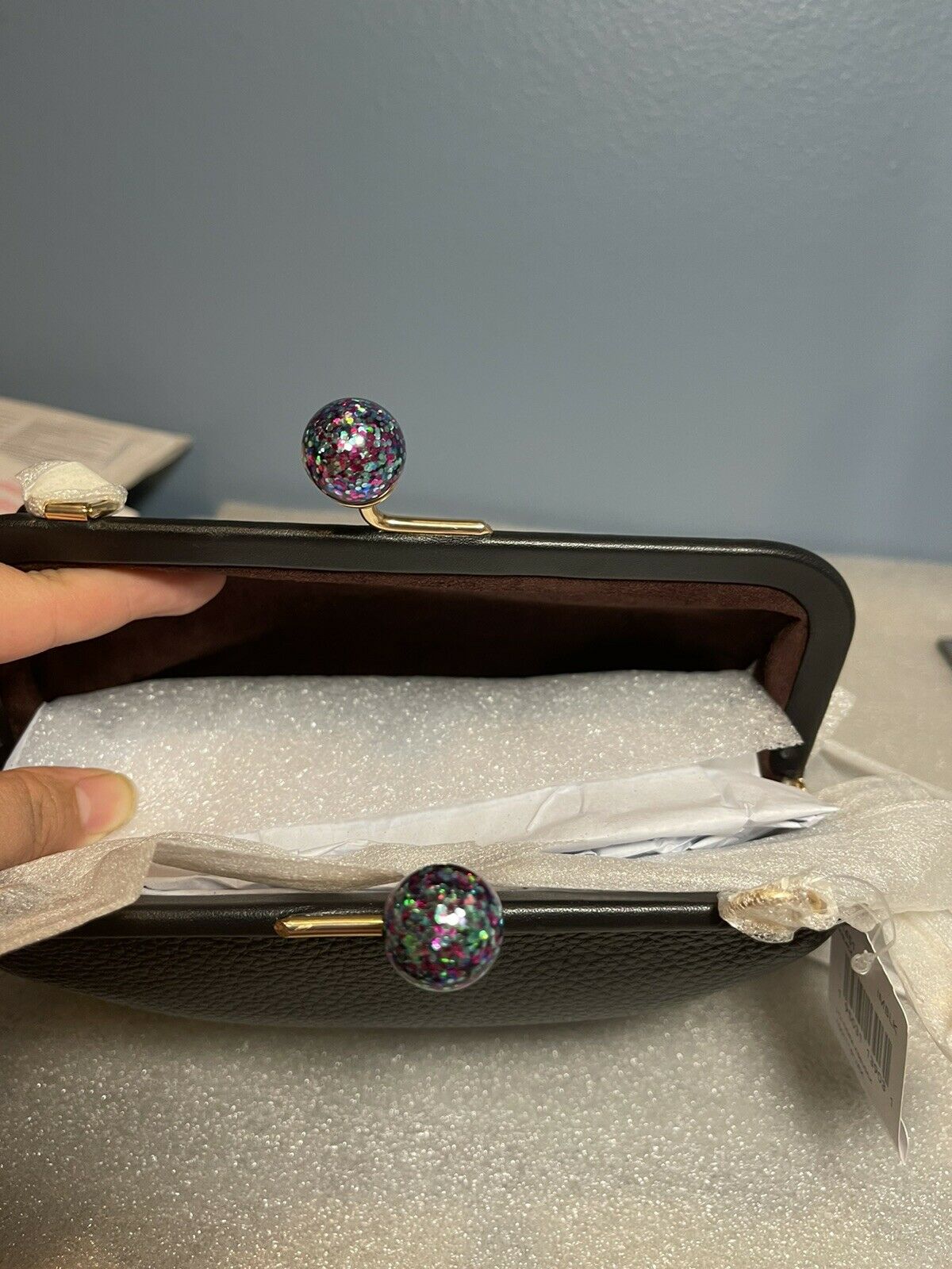 ของแท้ 💯% COACH C1451 NORA KISSLOCK CROSSBODY PEBBLE LEATHER BAG IN BLACK