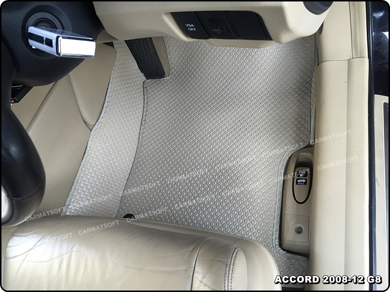 ยางปูพื้นรถยนต์ HONDA ACCORD G8 ปี2008-2013 พรมกระดุมเม็ดเล็ก สีครีม