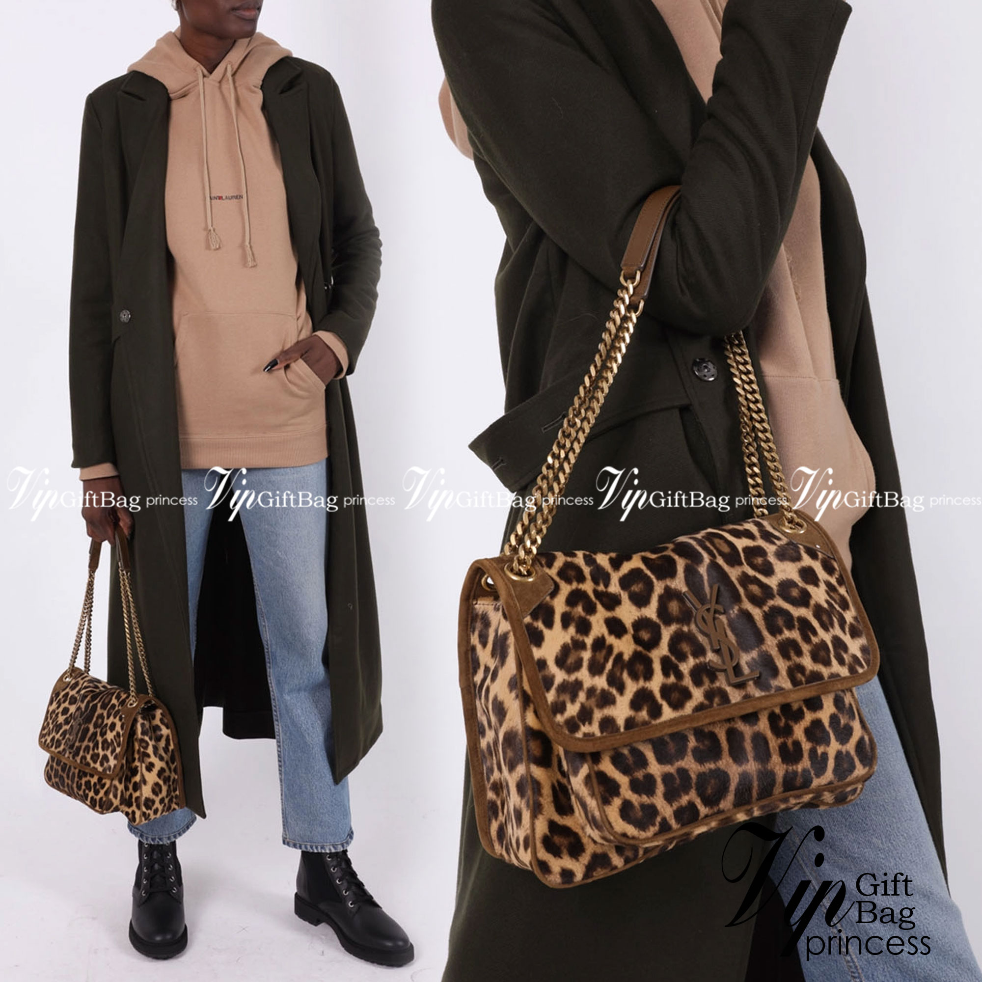 YSL Medium Leopard Niki Shoulder Bag / Saint Laurent Niki medium animal print shoulder bag กระเป๋าสะพายรุนใหม่ล่าสุด ลาย Leopard โดดเด่น งานสวย ด้านหน้าประดับโลโก้แบรนด์ และมีช่องสำหรับเก็บของที่หยิบใช้บ่อย ตอบโจทย์การใช้ชีวิตระหว่างวันได้ดีมากๆ สายสพายดี