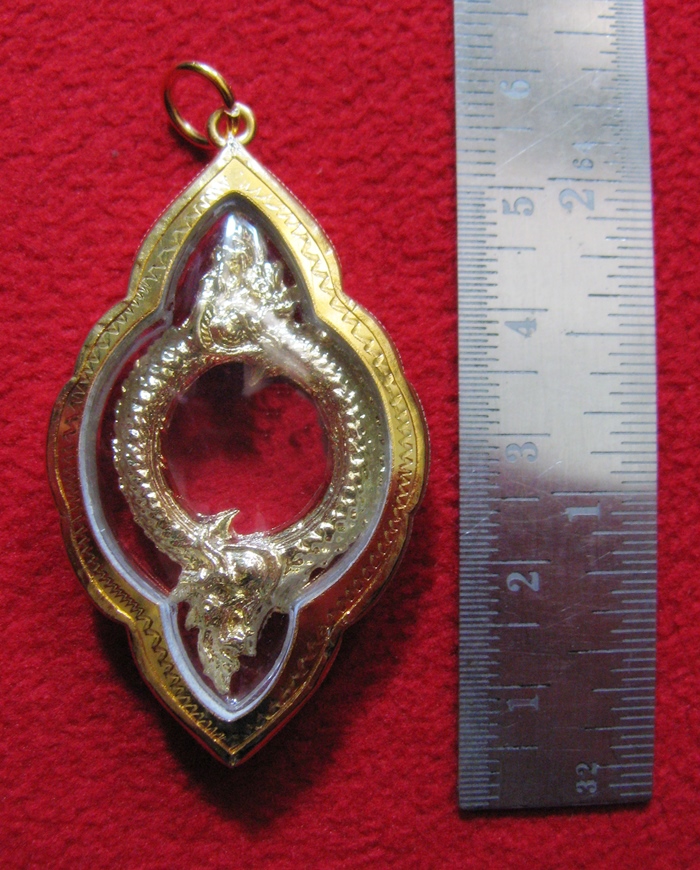 สินค้าหมดค่ะ จี้บ่วงนาคบาศ2เศียรเนื้อทองเลี่ยมทองไมครอนพร้อมใบคาถาค่ะ