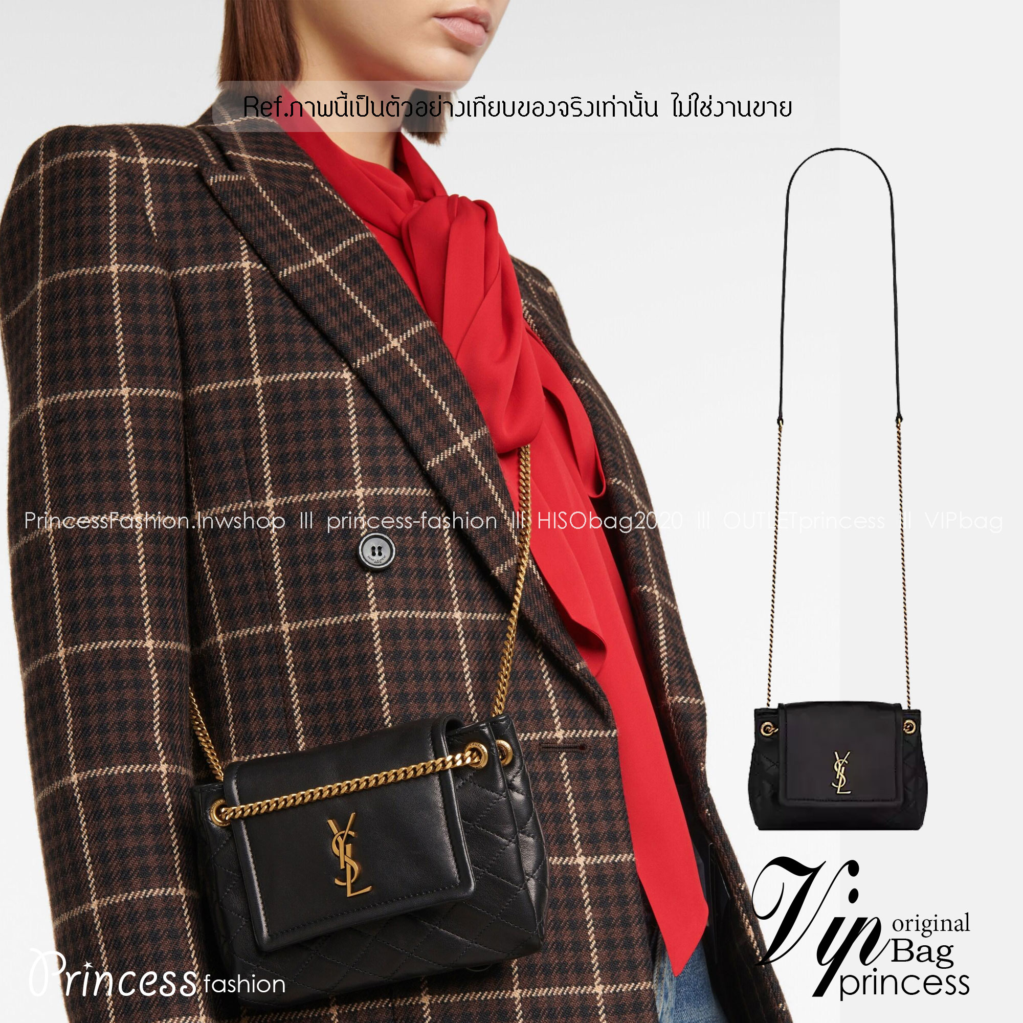 YSL mini nolita Black กระเป๋าสะพายดีไซน์หรูไซส์มินิ เกรดออริ สลับแท้ 1:1 ใช้ต่างประเทศได้ Nolita bag with front flap