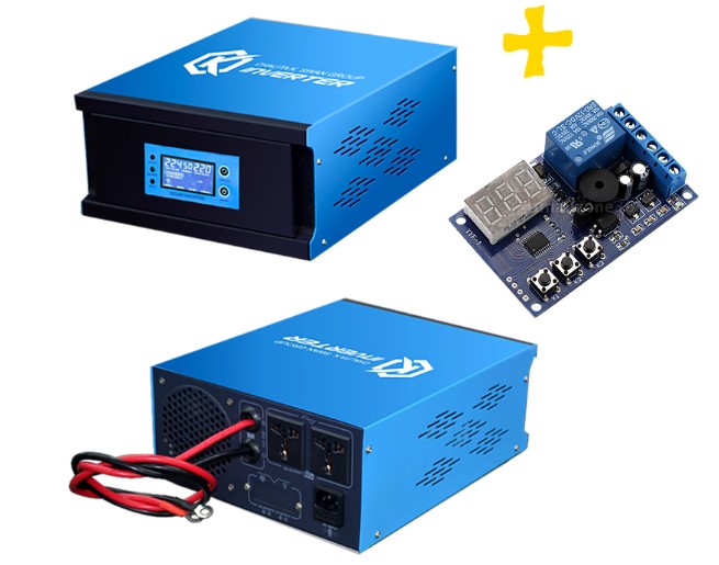 อินเวอร์เตอร์ Off grid Solar Pure Sine Wave 1000W 24V to 220V CKS PT + Charger controller 20A