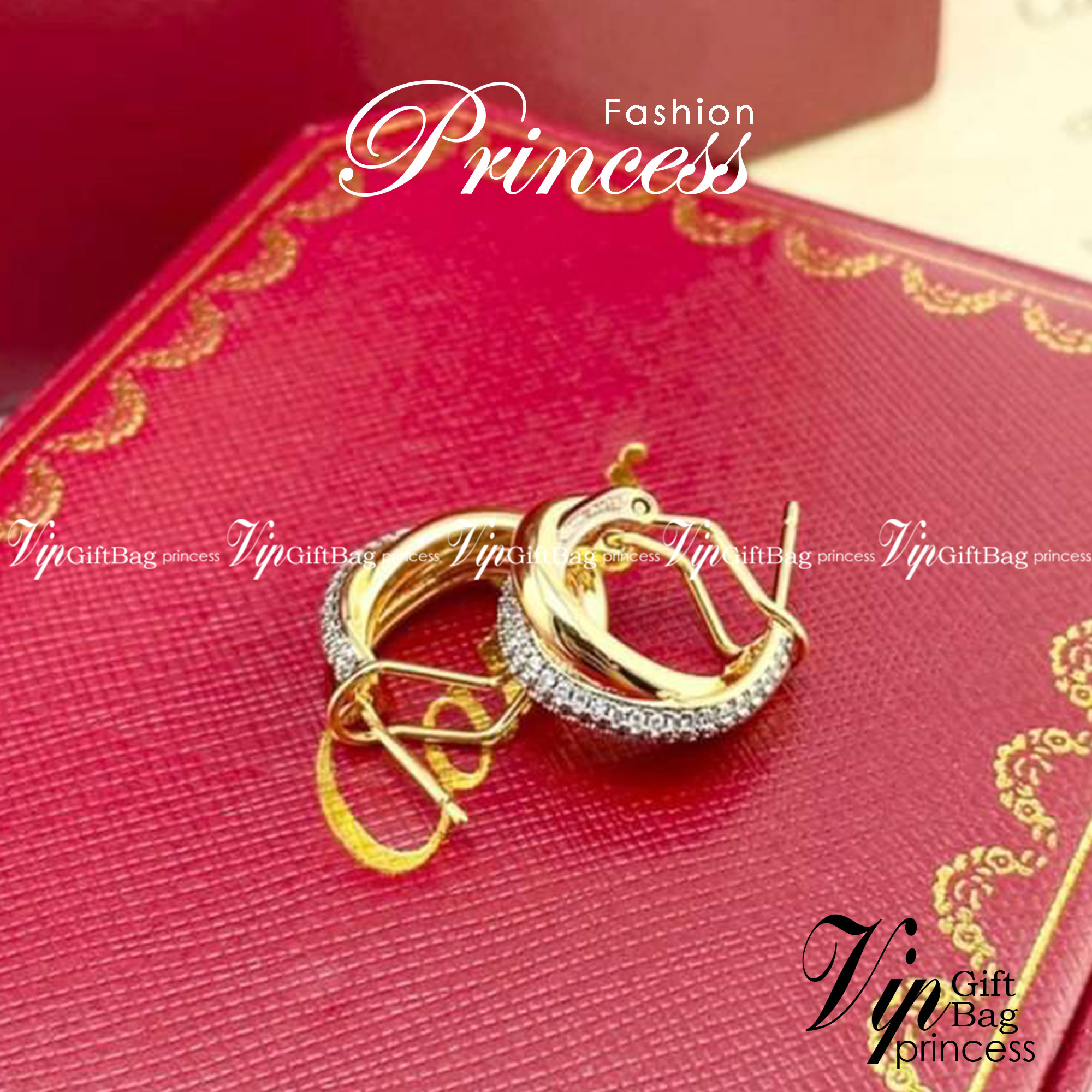 CARTIER EARRINGS ต่างหูคาเทียร์ มีเพชร ภาพถ่ายจากงานจริง วัสดุโลหะเคลือบขึ้นเงาตามรูป ใช้งานต่างประเทศได้