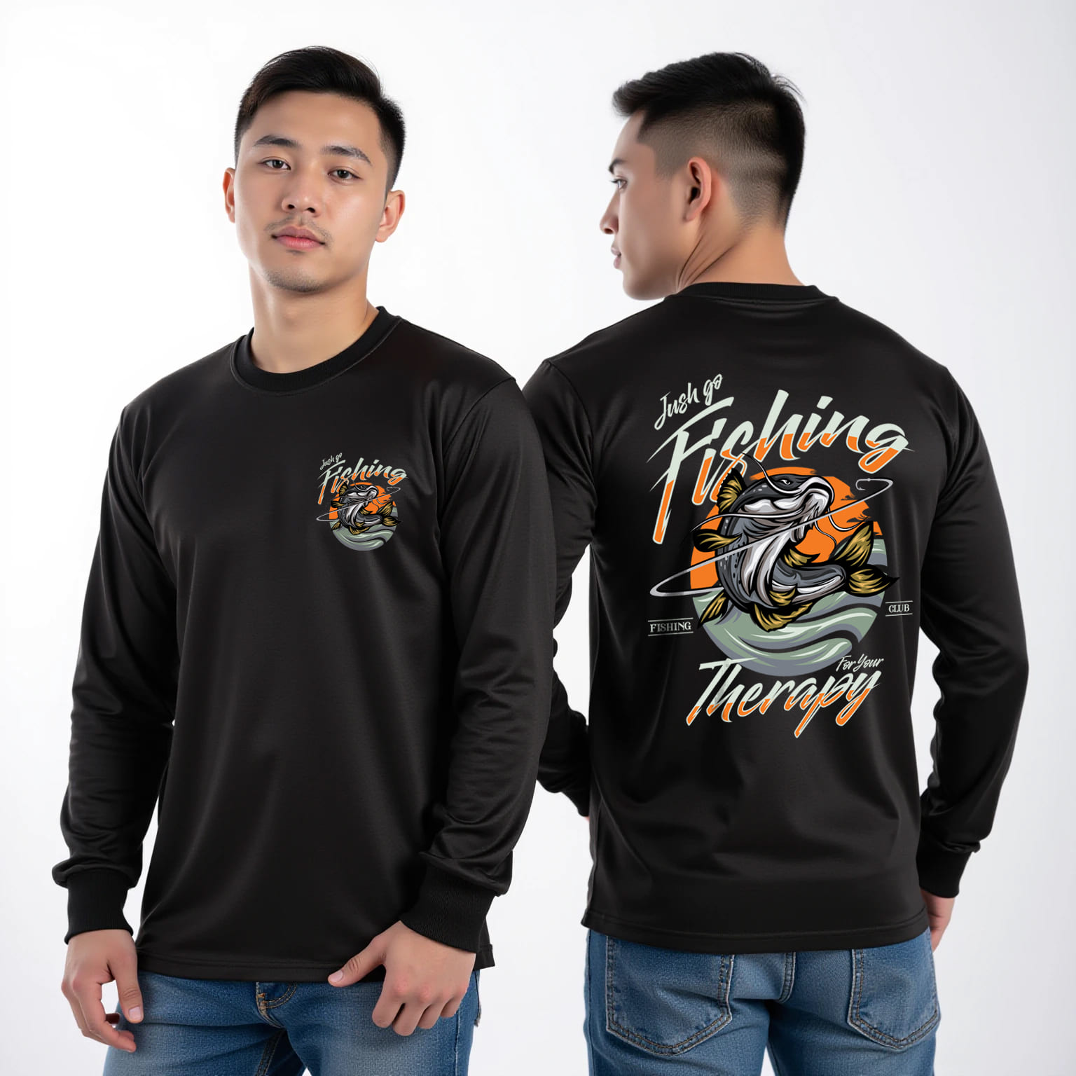 สกรีนเสื้อ 77DESIGN เสื้อแขนยาวตกปลาv4 ผ้าไมโคร