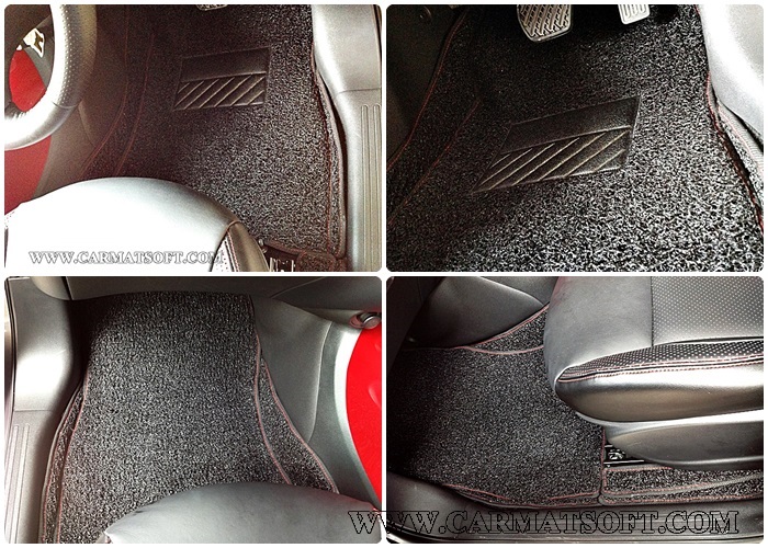 พรมดักฝุ่นไวนิล NISSAN JUKE สีดำด้ายแดง เต็มคัน เข้ารูป ตรงรุ่นรถ