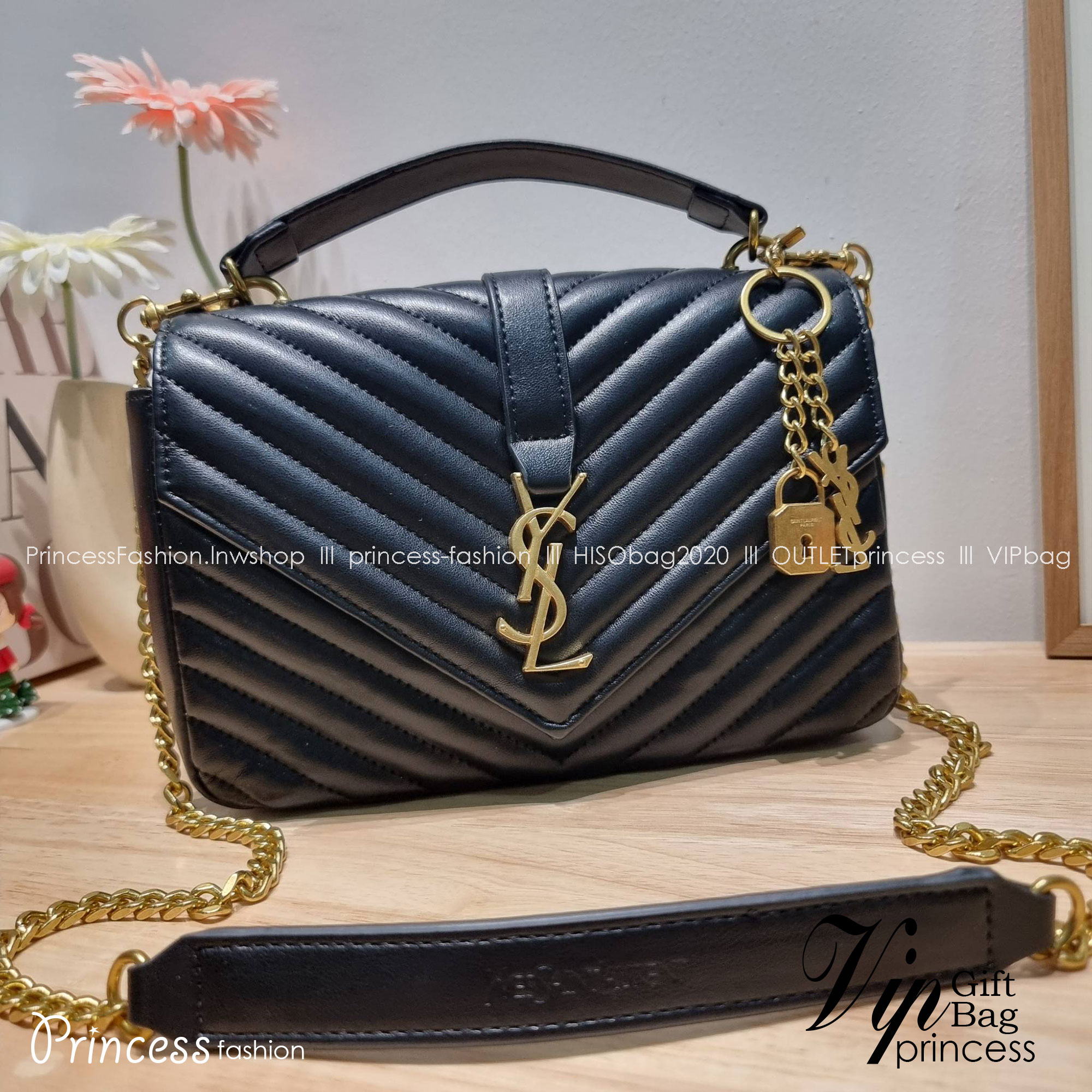 YSL College Medium Bag / Yves Saint laurent crossbody boutique กระเป๋าสะพายไหล่ ดีไซน์ทรงสวยหรู พิเศษ แถมฟรี พวงกุญแจห้อยเอกลักษณ์แบรนด์ ดูแพงไปหมดจริงๆไอเท็มนี้