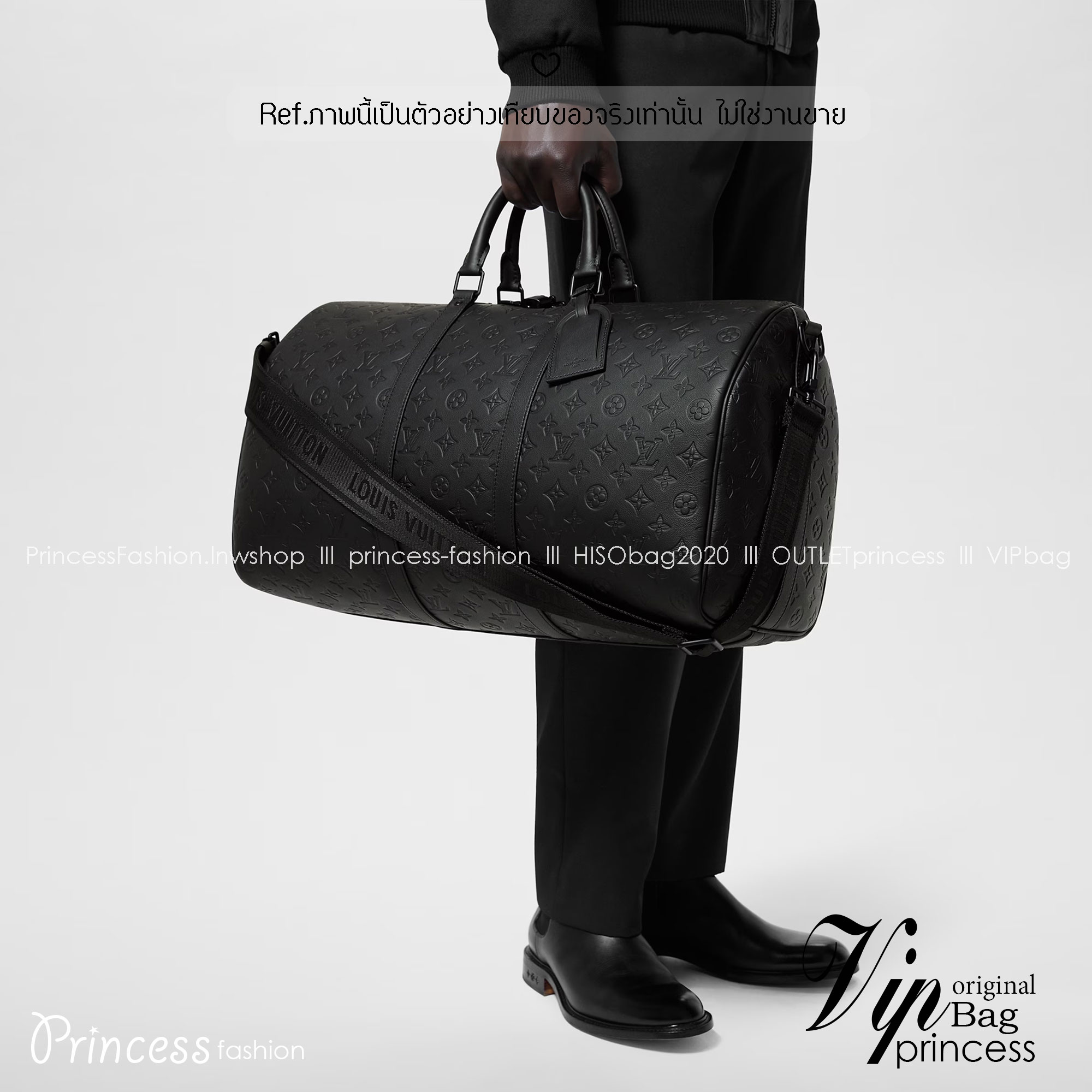 สลับแท้ LV Keepall Bandoulière 50 Bag กระเป๋าเดินทางหนังแท้ Monogram Shadow ปั้มลายนูน หรูหราและเทห์อย่างลงตัว เป็นรุ่นที่ขายดีตลอดกาล