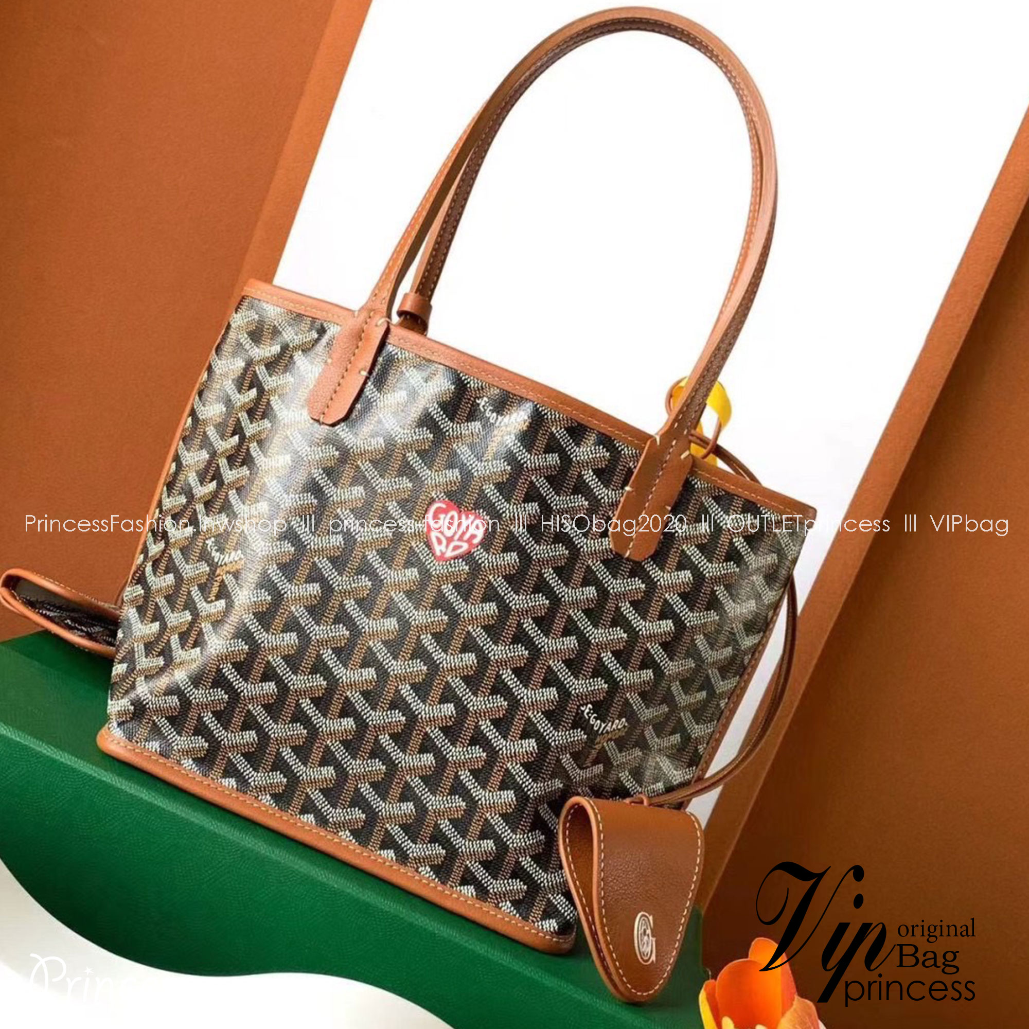 GOYARD Anjou Mini Bag Little Heart Shape กระเป๋าทรงโท้ทมินิ หนังแท้สวยเป๊ะ เกรดท็อปออริ สลับแท้ 1:1 เกรดดีสุด ใช้ต่างประเทศได้ ผ่านทุก ตม.