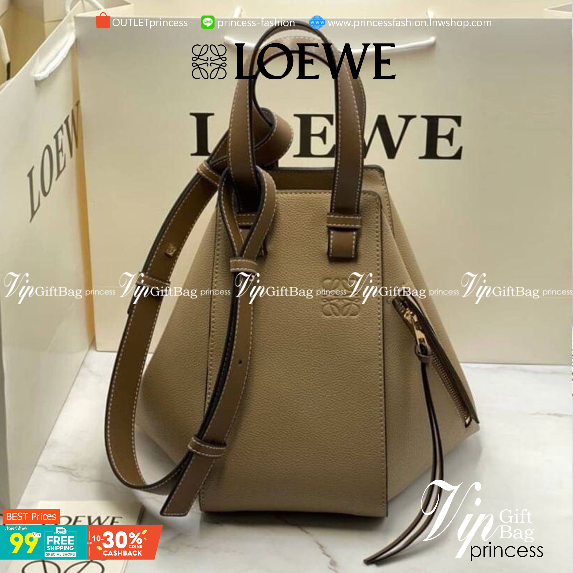 VIP GIFT 】หนังแท้ Loewe Small Hammock bag in pebble grain calfskin A multifunctional bag with supple side panels that release to change its shape. Looped straps allow the bag to be worn in multiple ways. This small version is in pebble grain calfskin.