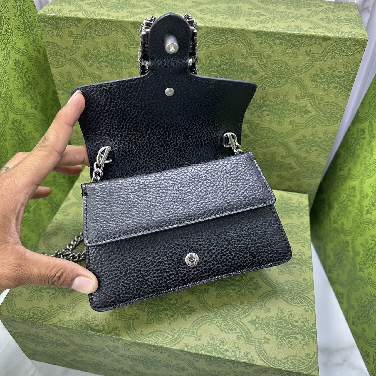 GUCCI DIONYSUS MINI TOP HANDLE BAG กระเป๋าสะพายไดโอนิซูสหรูหราเป็นเอกลักษณ์ โดดเด่นด้วยหัวเสือ เกรดออริ สลับแท้ 1:1 ใช้งานต่างประเทศได้