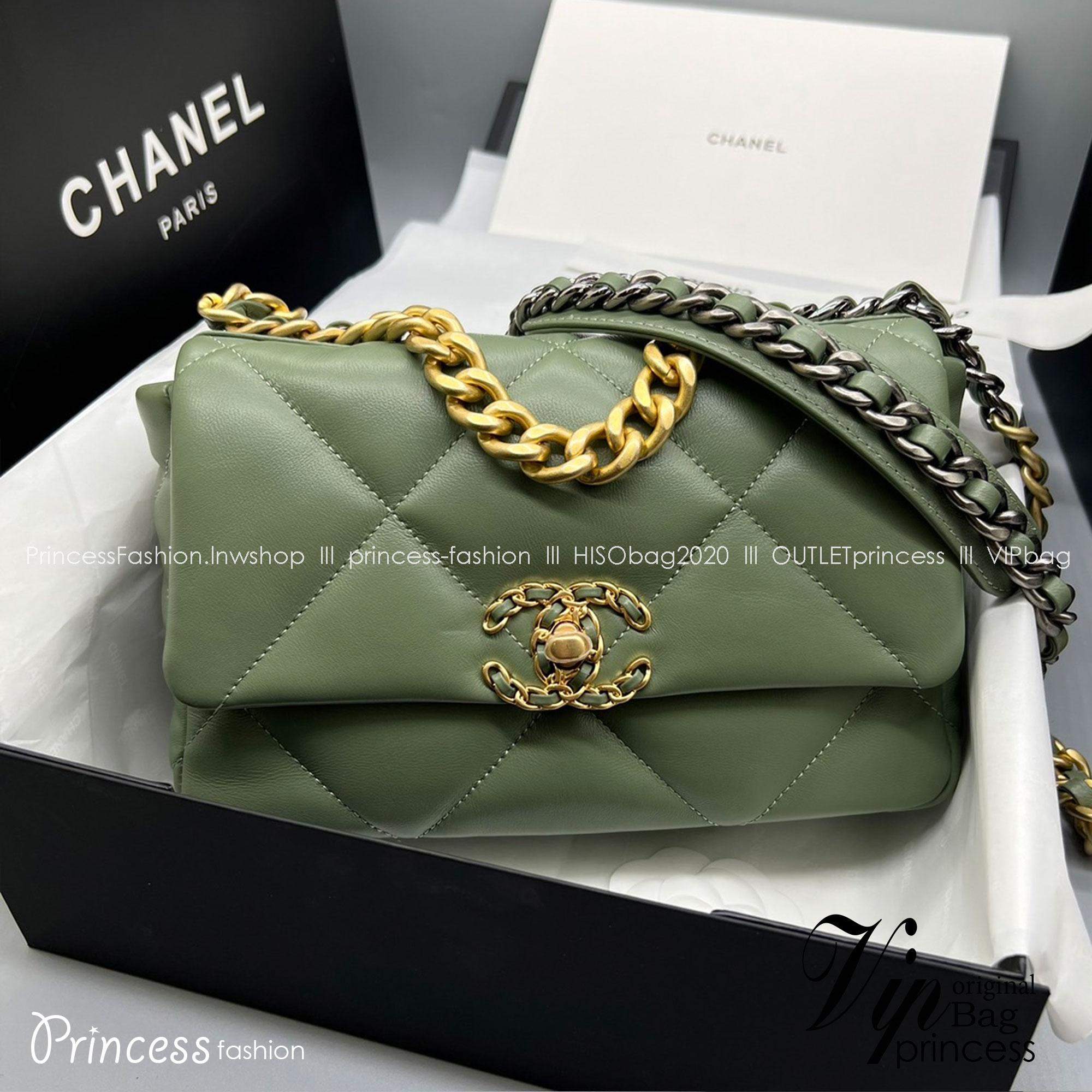 CHANEL 19 HANDBAG กระเป๋าสะพายดีไซส์คลาสสิคหนังแท้นิ่มเงาสวย เกรดออริ ท็อป สลับแท้ 1:1 เกรดดีสุด ผ่านทุก ตม ใช้งานต่างประเทศได้