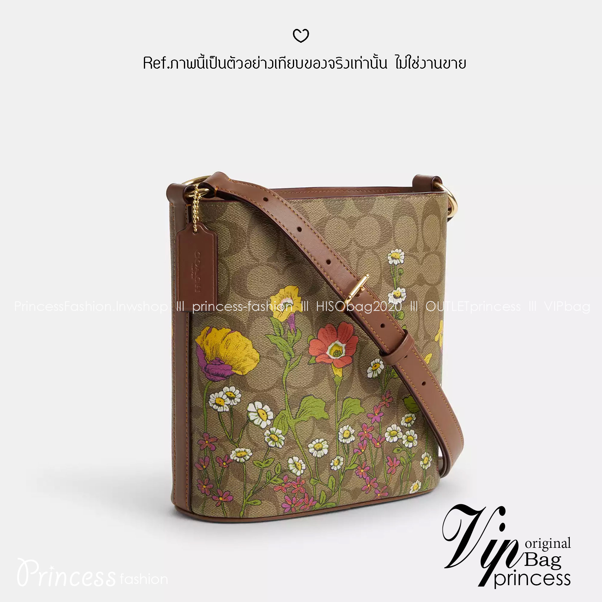 COACH CR155 SOPHIE BUCKET BAG IN SIGNATURE CANVAS WITH FLORAL PRINT กระเป๋าทรงบัคเก็ต ที่มีดีไซน์ลวดลายดอกไม้น่ารักน่าใช้ เกรดท็อปออริ 1:1 สลับแท้