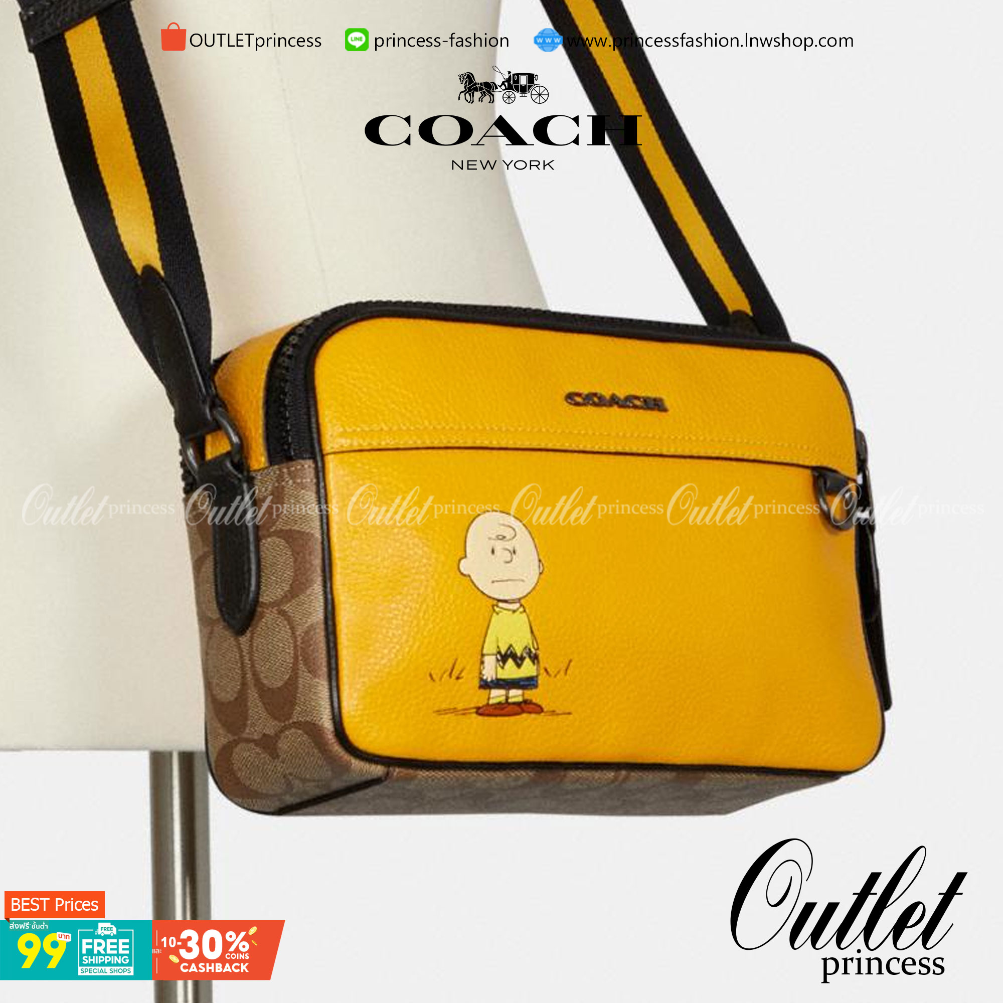 COACH X PEANUTS GRAHAM CROSSBODY WITH CHARLIE BROWN ((C4026)) พร้อมส่งที่ไทย สวยก่อนใครแน่นอน จำนวนจำกัด!! กระเป๋าสะพายแบบครอสบอดี้ร์ รุ่นนี้ใช้ได้ทั้งชาย//หญิงเลยนะคะ หนังแท้ลายหนังนิ่ม สวยงามมากๆ ด้านหน้ามีตัวการ์ตูนเป็นจุดเด่นของรุ่นเลยค่ะ ใช้งานแบบสอง