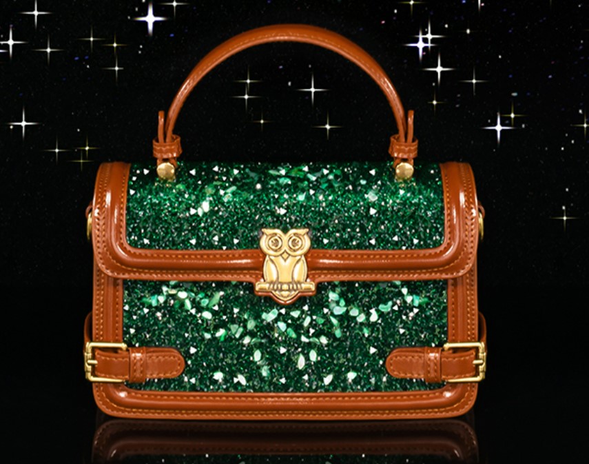กระเป๋าถือ กระเป๋าสะพาย กระเป๋าแฟชั่น ผู้หญิง ฝังกลิตเตอร์ rhinestone หินแท้ อัญมณี สวยหรู โลโก้ นกฮูก 361506