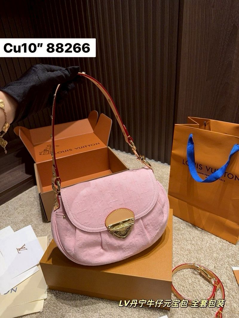 LV Sunset Monogram Denim Handbag Washed Pink กระเป๋าสะพายไหล่ทรงสวย สีใหม่ชมพูหวาน แรงมากฉุดไม่อยู่ กับกระแสคอลใหม่ lvremix ดีไซน์แบบตัวมัม y2k รูปทรง baguette สวยดูแพง ใบนี้ก็ฉ่ำสุดๆ