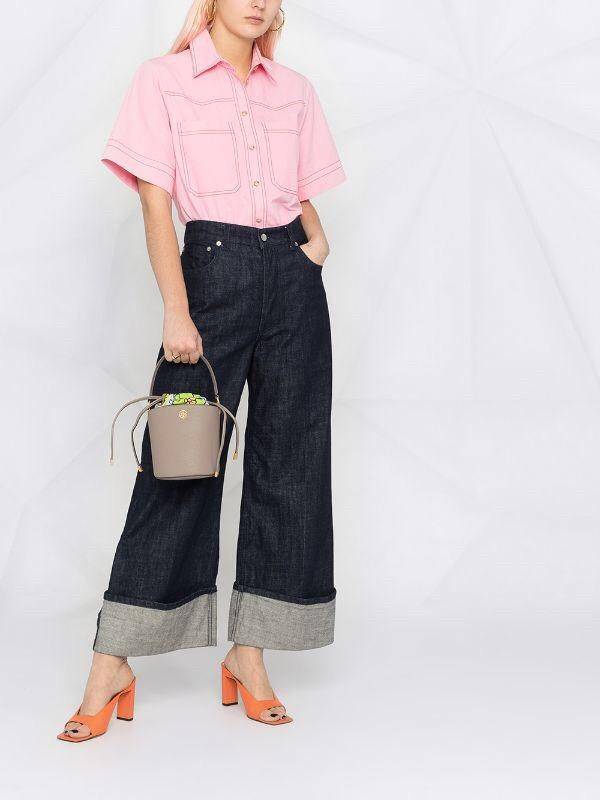 Tory Burch Robinson Mini Leather Bucket Bag 75591 กระเป๋าถือ หรือ สะพายข้าง Crossbody ได้ วัสดุหนังแท้ อะไหล่ทองหรูหรา