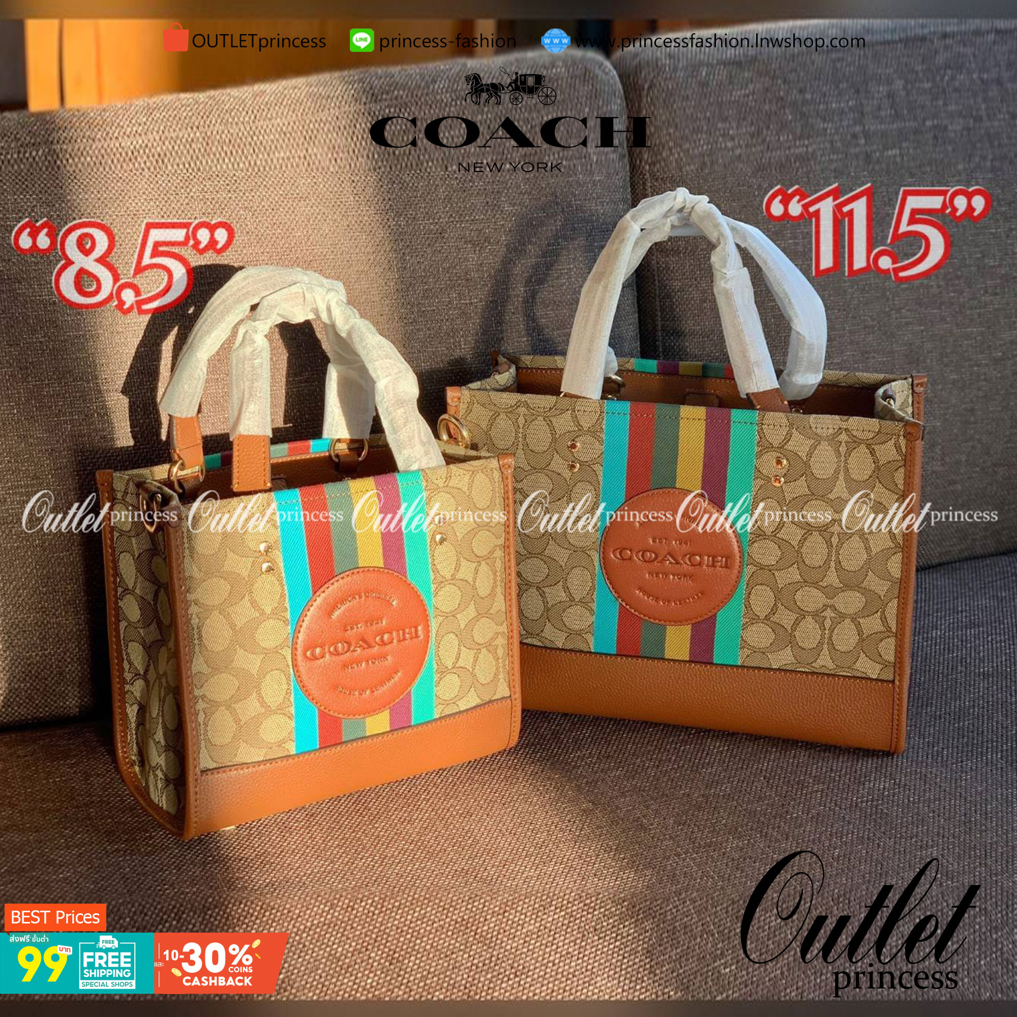 สวยๆอย่างนี้อดใจยังไงไหว!! Coach Dempsey Carryall In Signature Jacquard With Stripe And Coach Patch ((C5794)) ✈️พร้อมส่งความสวย! คุณภาพจัดเต็มเลยค่ะ กระเป๋าทรงTote วัสดุ Jackquard+หนังแท้ ได้ลงตัวสวยงาม 🔺สีคอลเลคชั่นใหม่ล่าสุด! ด้านหน้ามีโล