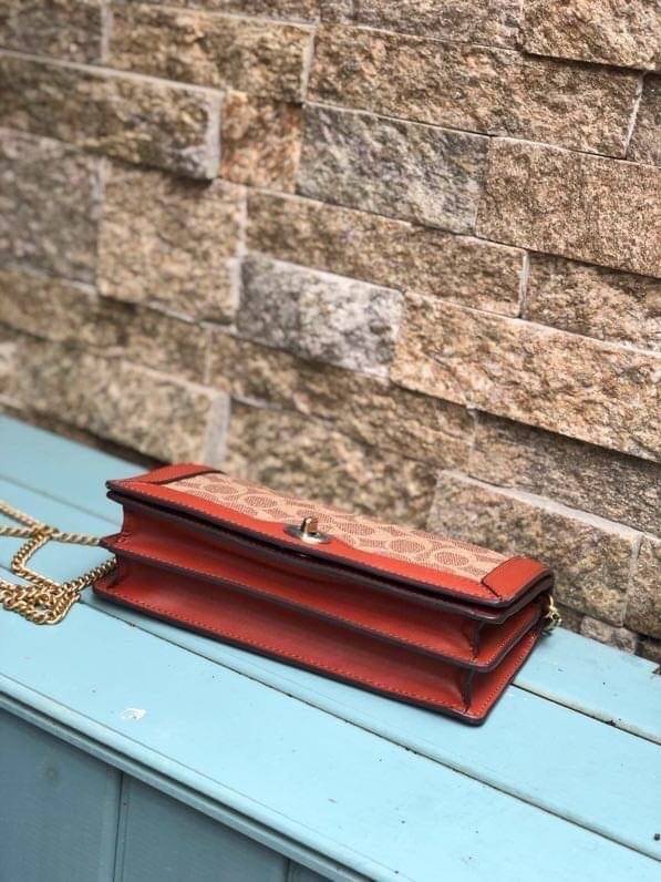 ของแท้ 💯% Coach Riley Chain Clutch In Colorblock Signature Canvas