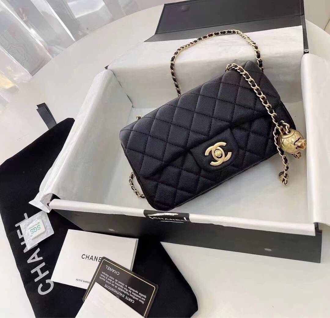 CHANEL MINI FLAP BAG CAVIAR Leather GOLD tone hardware พร้อมส่ง 5 สี