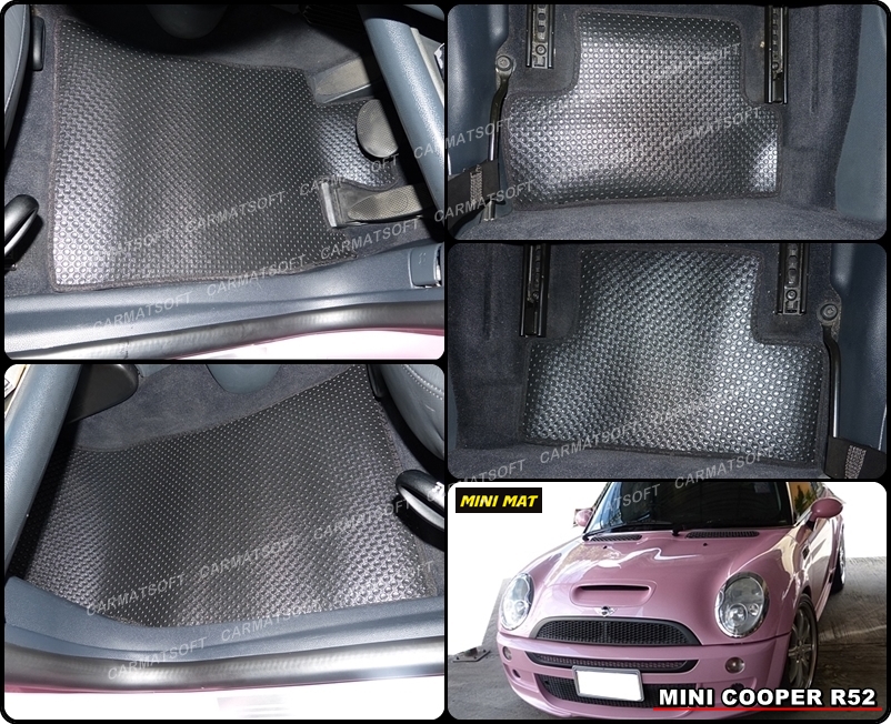 ยางปูพื้นรถยนต์ MINI COOPER R52 ลายกระดุมเม็ดเล็ก สีดำ เข้ารูป ตรงรุ่นรถ