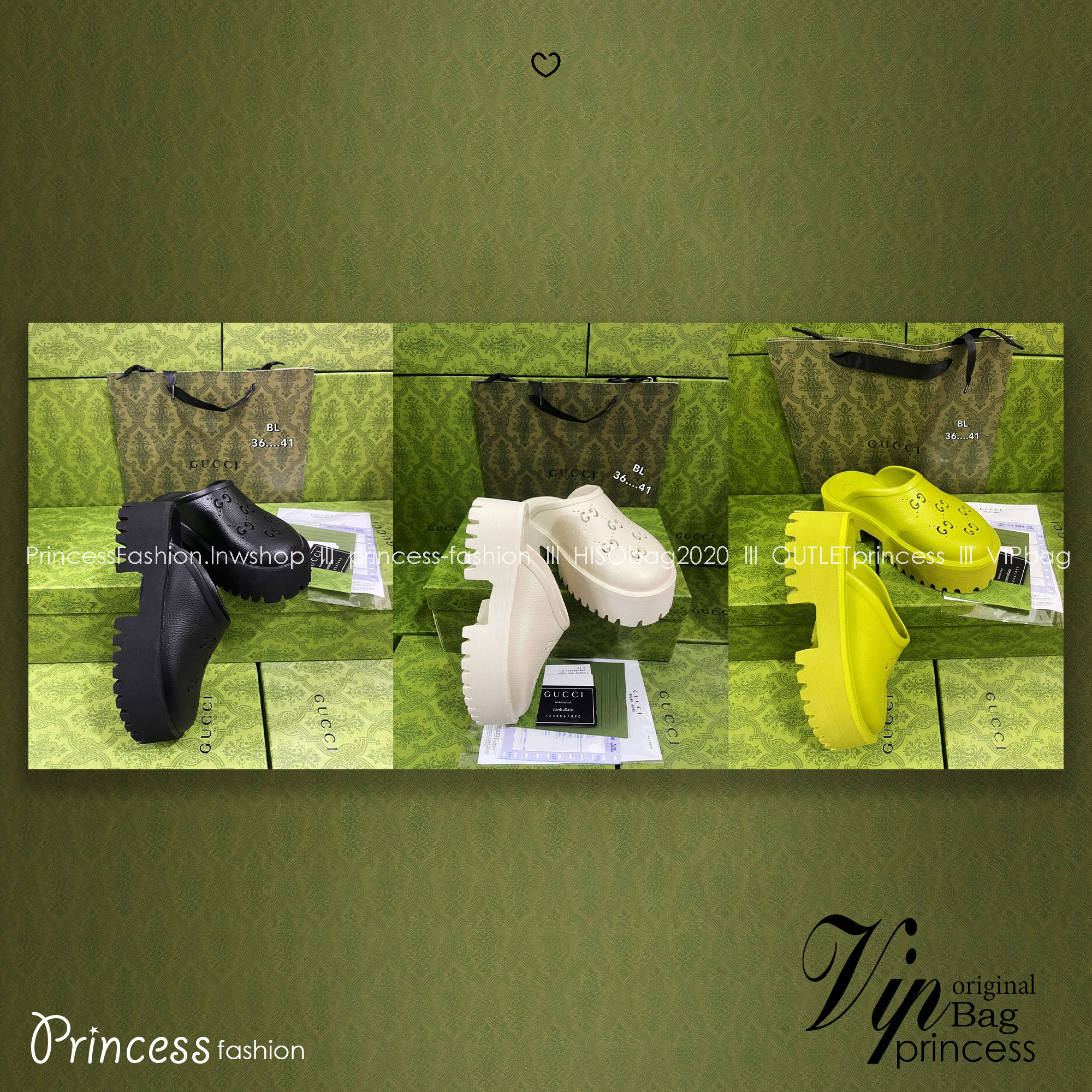 GUCCI Women's platform perforated G sandal รองเท้าแตะกุชชี่พื้นหนา 5cm รุ่นยอดนิยม ยางคุณภาพฉลุลาย GG ยางมีความยืดหยุ่นเนื้อนิ่มไม่แข็งกระด้าง