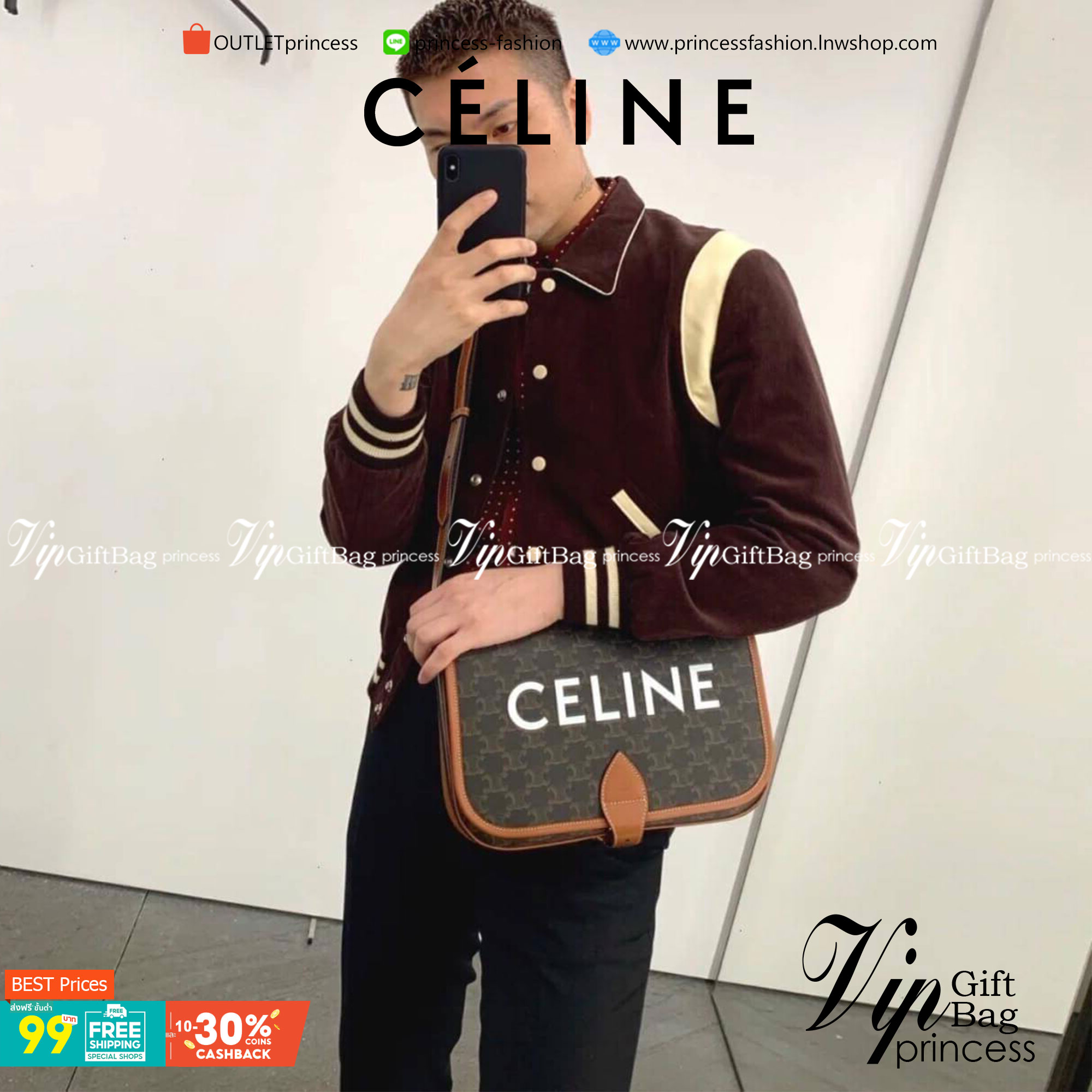 Celine Messenger Folco Bag in Triomphe Canvas กระเป๋าสะพายทรงแมสเซ็นเจอร์ โดดเด่นไม่เหมือนกับลวดลายแคนวาสที่เป็นเอกลักษ์แบรนด์แบบไม่เหมือนใครให้ด้วยความเรียบหรูดูทางการ เพิ่มความภูมิฐานให้กับคุณอย่างลงตัวเลยทีเดียวสำหรับกระเป๋าทรงแนวนอน ซึ่งเป็นกระเป๋าที่