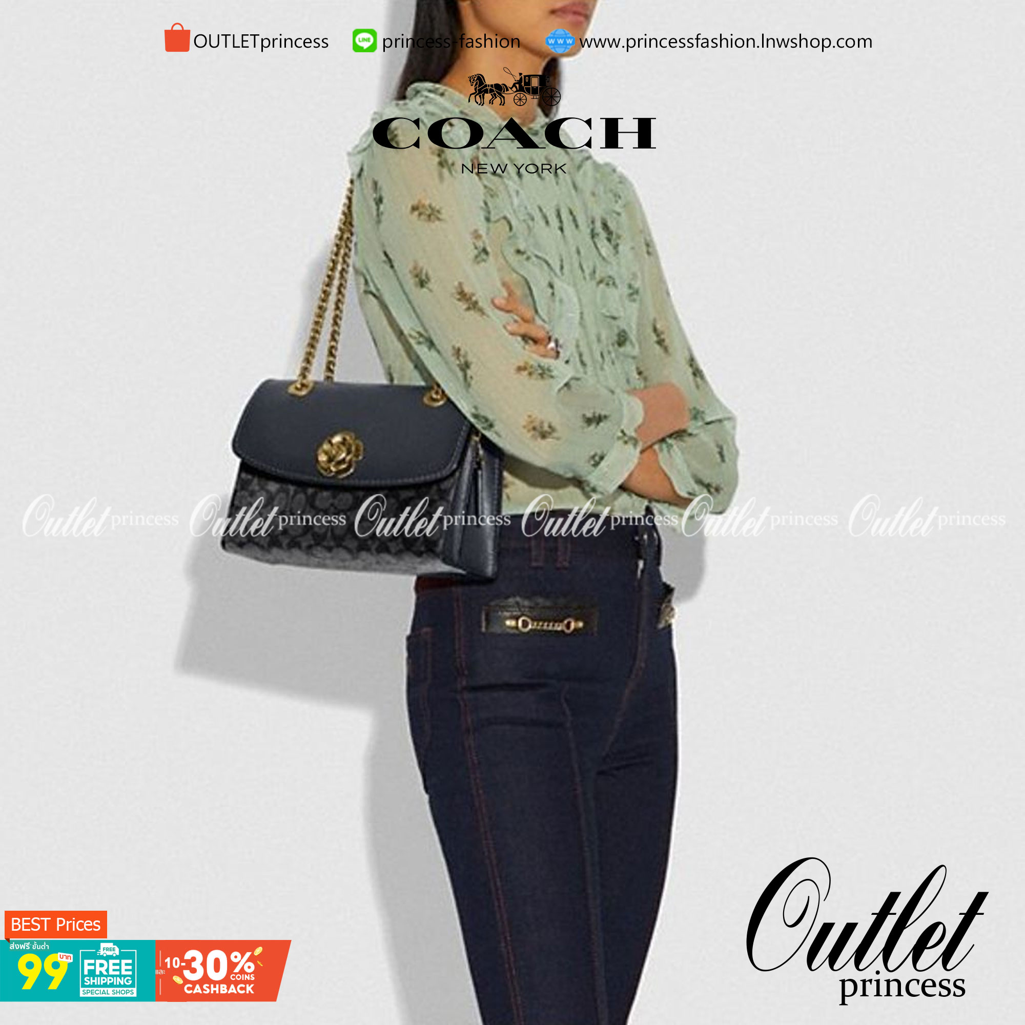 Coach Parker In Signature Canvas With Tea Rose