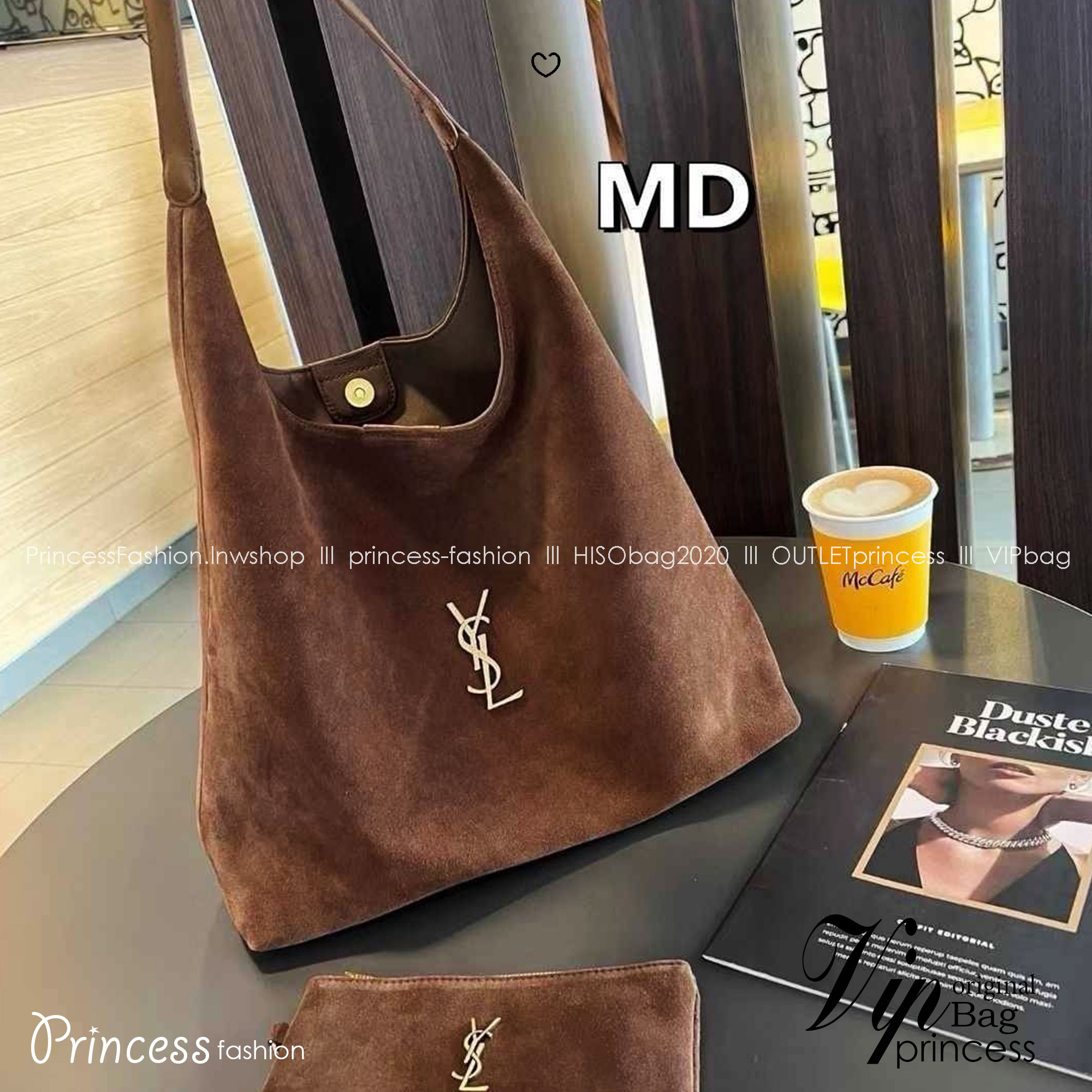 YSL Hobo Leather Bag / YSL Hobo Suede Bag กระเป๋าสะพายทรงโท้ทใบใหญ่รุ่นใหม่ หูจับในตัวใช้งานง่ายจุของได้เยอะ งานหนังเรียบและงานหนังกลับสีน้ำตาล ดีไซน์เรียบแต่หรู