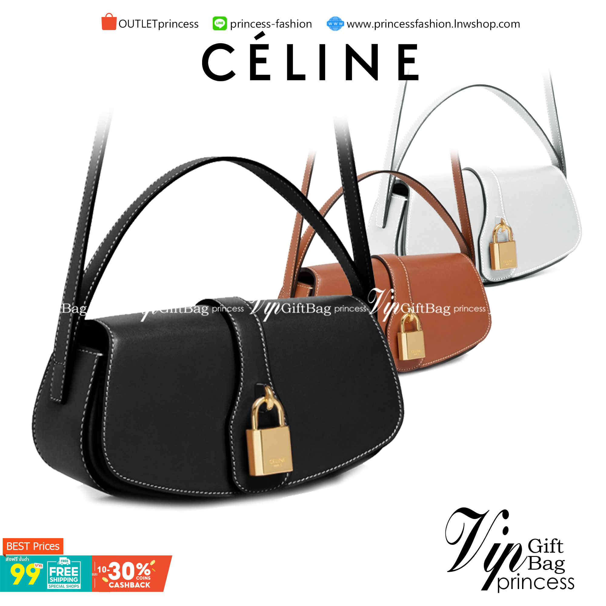 VIP 】CELINE TABOU CLUTCH BAG CELINE MINI CROSSBODY BAG (GWP) วัสดุ Triomphe Canvas หนังสวยอยู่ทรงกันน้ำได้ ขนาดกำลังน่ารัก การออกแบบที่เน้นความเรียบแต่หรู มาพร้อมสายสะพายสั้นและสายสะพายยาว สำหรับสะพายไหล่ สายปรับระดับสั้น-ยาวได้ (ถอดไม่ได้) โดดเด่นที่ด้าน