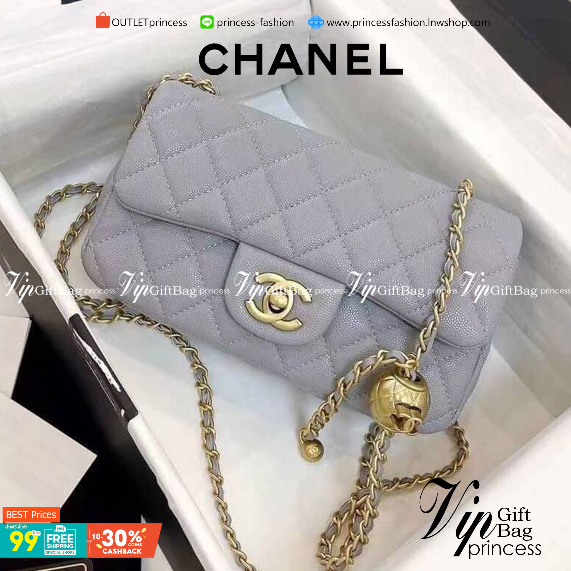 CHANEL MINI FLAP BAG CAVIAR Leather GOLD tone hardware พร้อมส่ง 5 สี