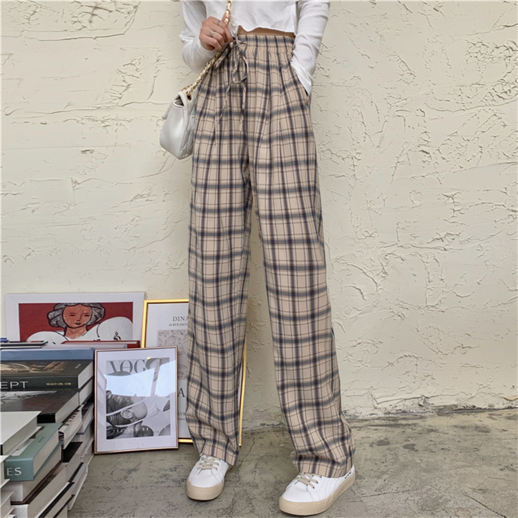 พร้อมส่ง ✨ Cream scott pants กางเกงขายาวลายสก็อตสีน้ำตาล (IN34711)