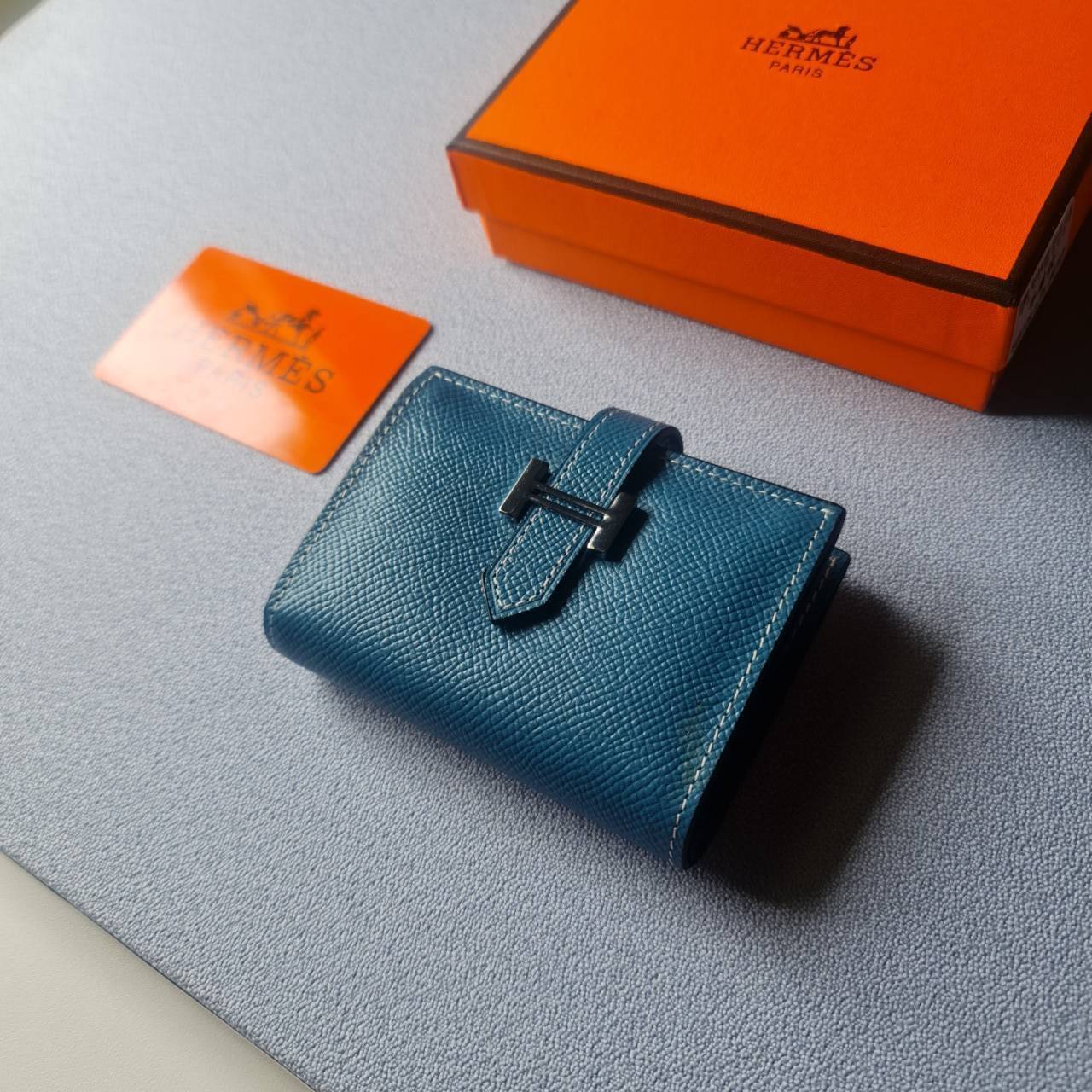 VIP หนังแท้ 】HERMES MINI BEARN WALLET UNISEX