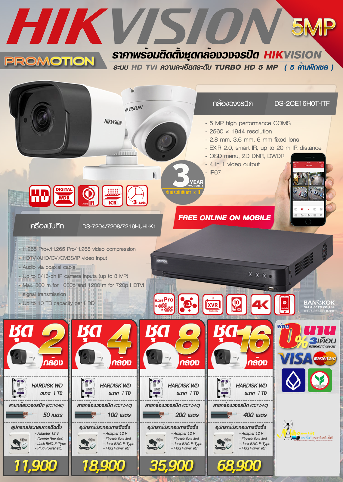 PROMOTION ระบบ HD TVI ความละเอียดภาพ 2 ล้านพิกเซล บันทึกเสียงได้
