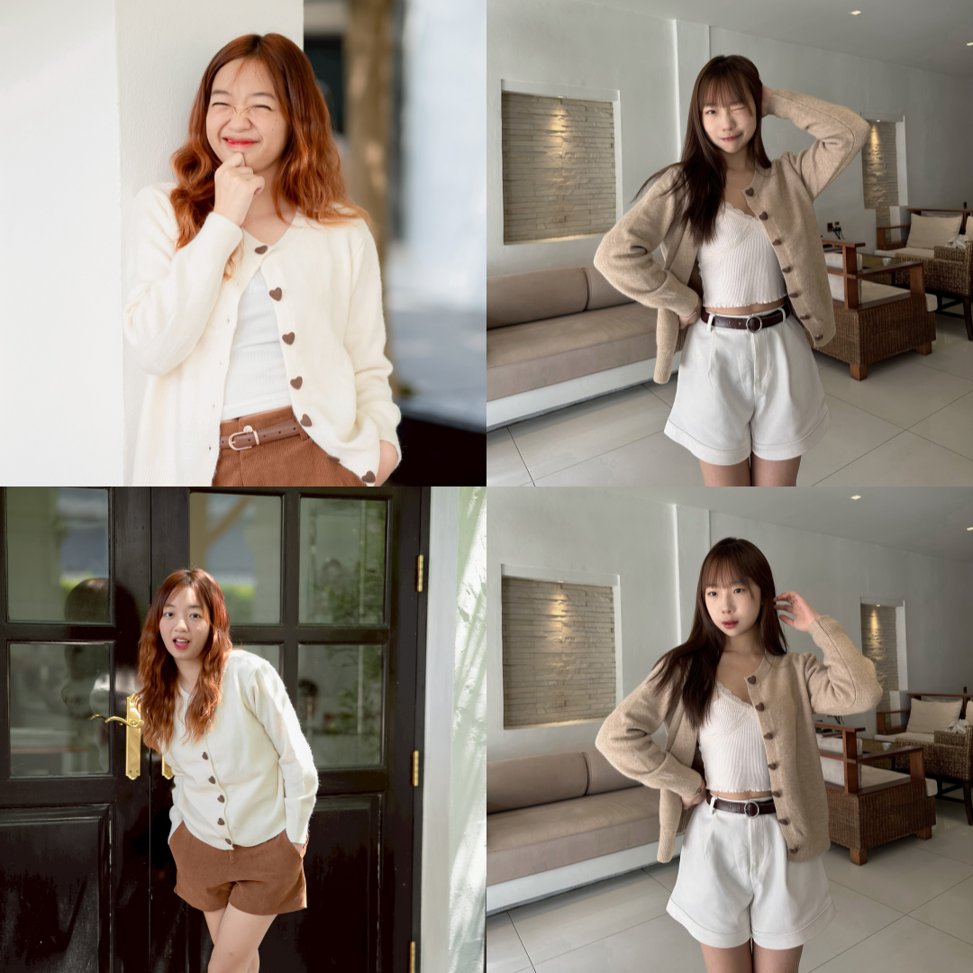 MIME - Heartie Hug Knit เสื้อคาร์ดิแกนไหมกระดุมหัวใจ