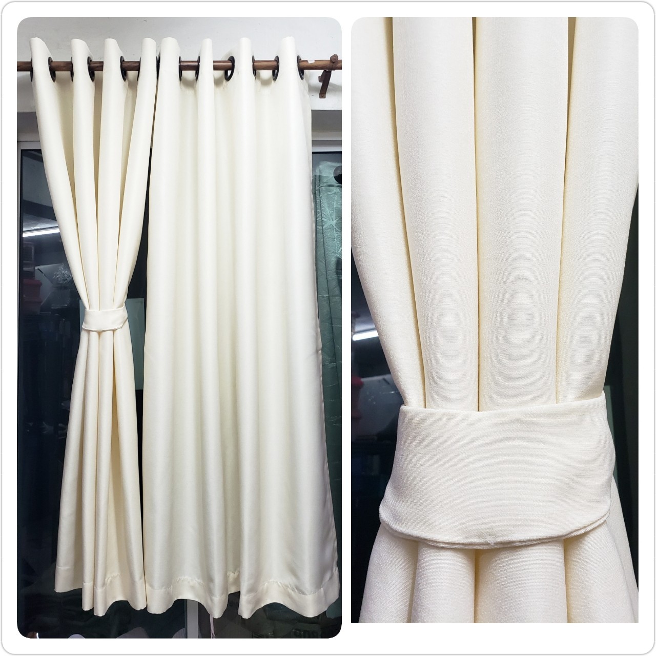 ผ้าม่านก.270*ส.255ซม./ผืน กันแสงUV95% ผ้าม่าน รุ่น มินิมอล(minimalist)สีครีมขาวอ่อน