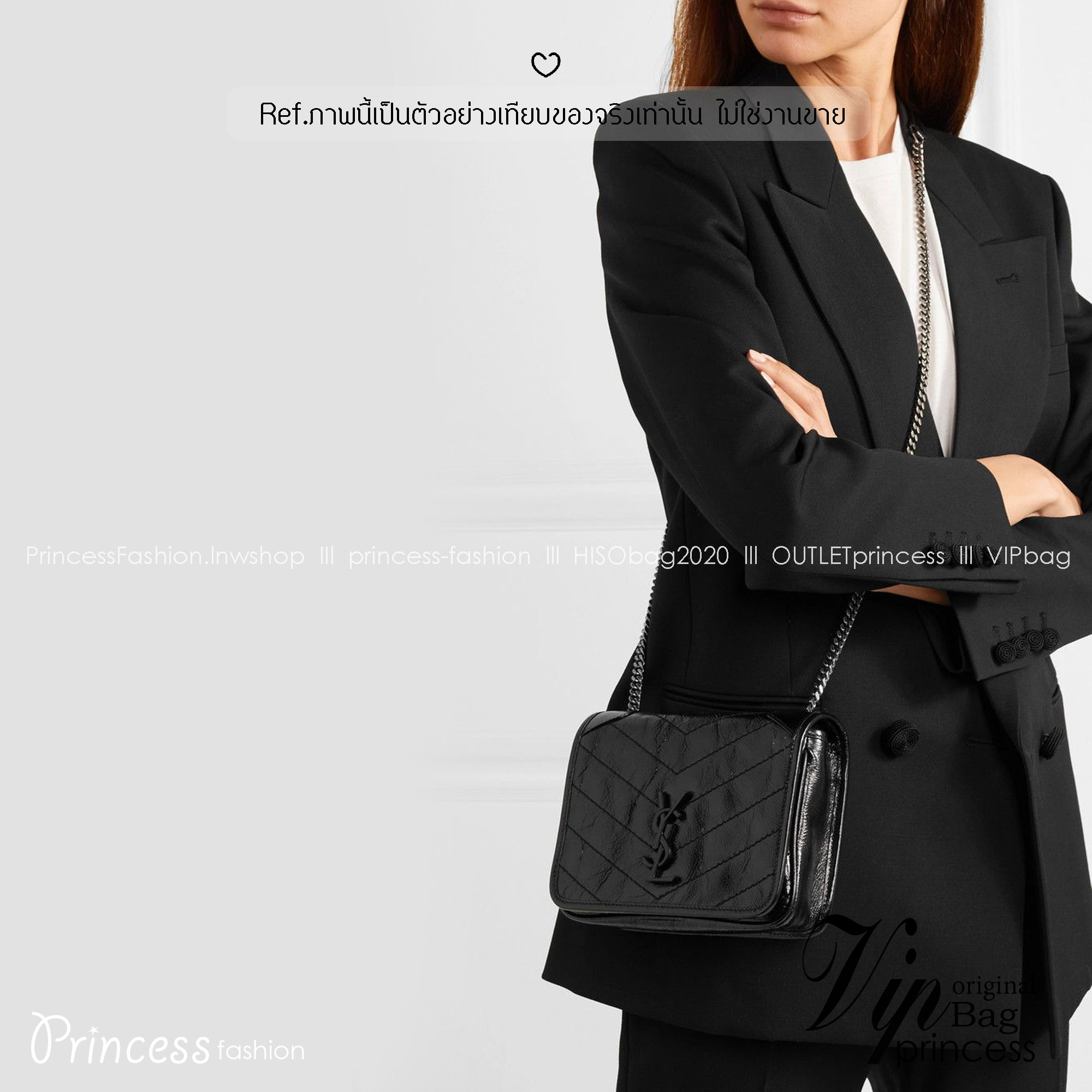 YSL Mini Niki Chain Bag กระเป๋าสะพายทรงคลาสสิคสุดฮอต ขนาดเล็กน่ารักใช้งานง่าย หนังยับลายวินเทจได้ลุคเท่ๆ คูลๆ