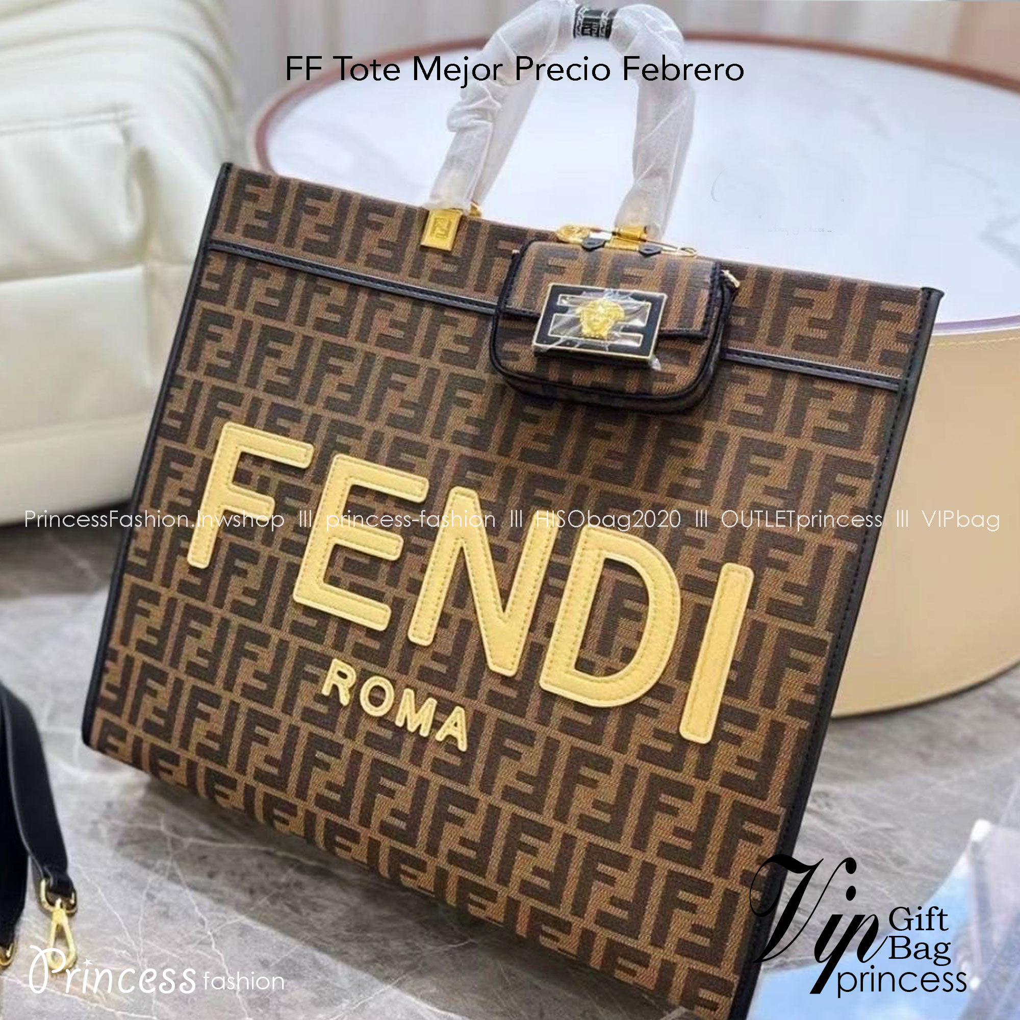 FENDI Tote Mejor Precio Febrero 2023 / FENDI SHOPPING BAG กระเป๋าสะพายโท้ท เซต 2 in 1 ลายFF ทรงนี้คือทรงสุดฮิตใช้งานง่ายใส่ของได้เยอะช่องใหญ่ งานปั้มแบรนด์ทุกจุดงานจริงสวยมาก สวยหรูพร้อมส่งค่ะ