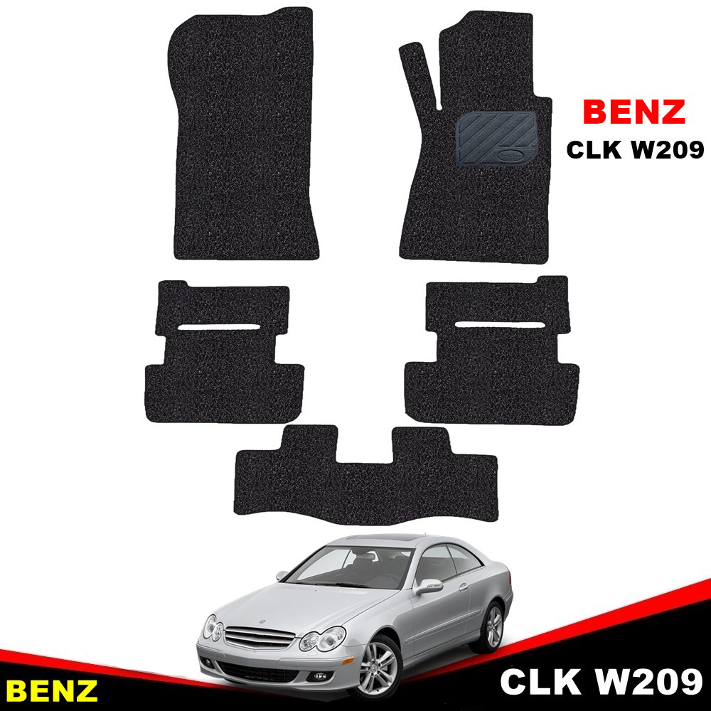 พรมไวนิลดักฝุ่น BENZ CLK W209 (2002-09) พรมดักฝุ่นในรถ เบ๊นซ์ ซีแอลเค เกรดA ใยหนานุ่มพิเศษ เข้ารูป 5ชิ้น