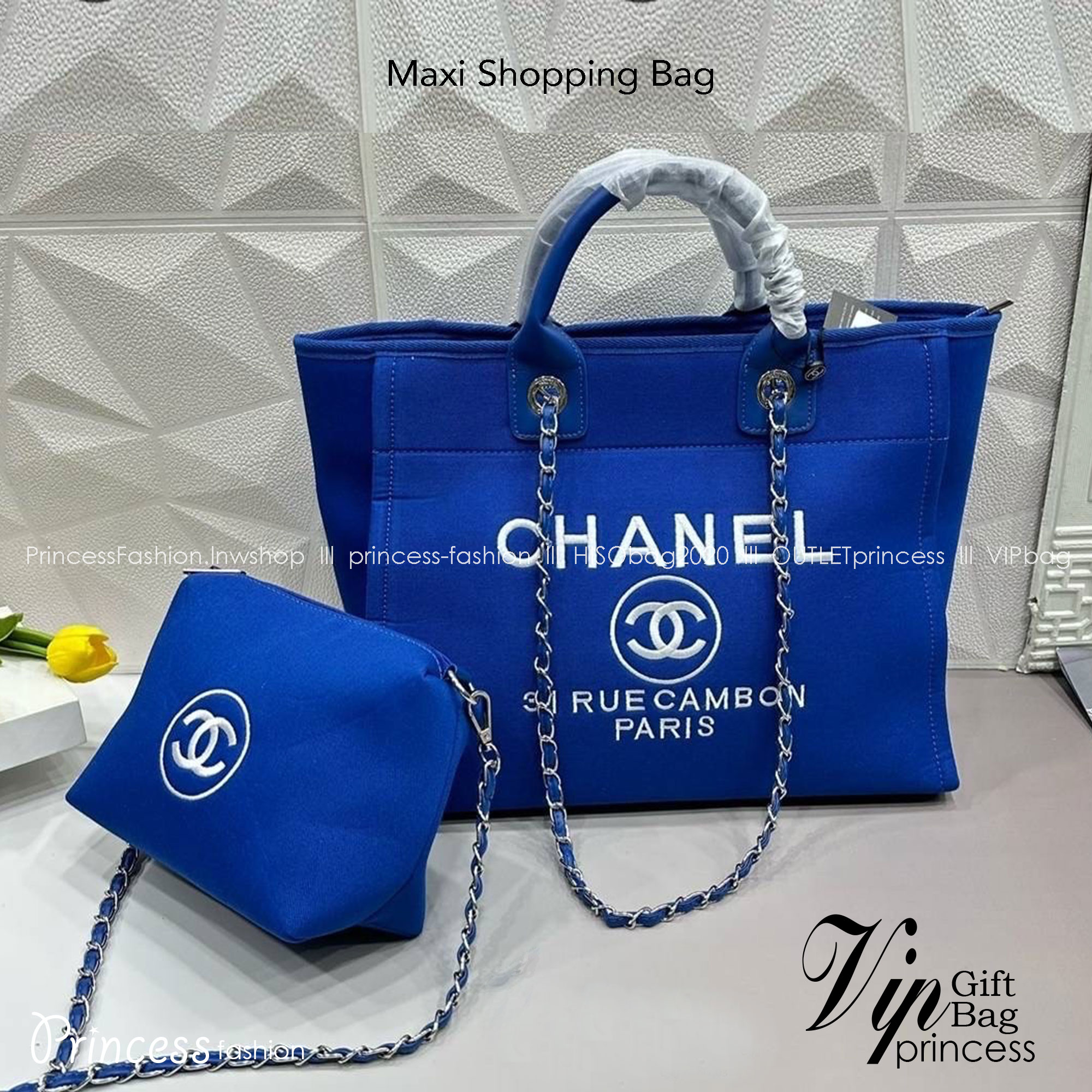 CHANEL Maxi Shopping Bag / Chanel tote bag 15" กระเป๋าทรงโท้ทใบใหญ่กระเป๋าผ้าแคนวาส งานสกรีนสวยหรูใบใหญ่สไตล์เซเลปค่ะ