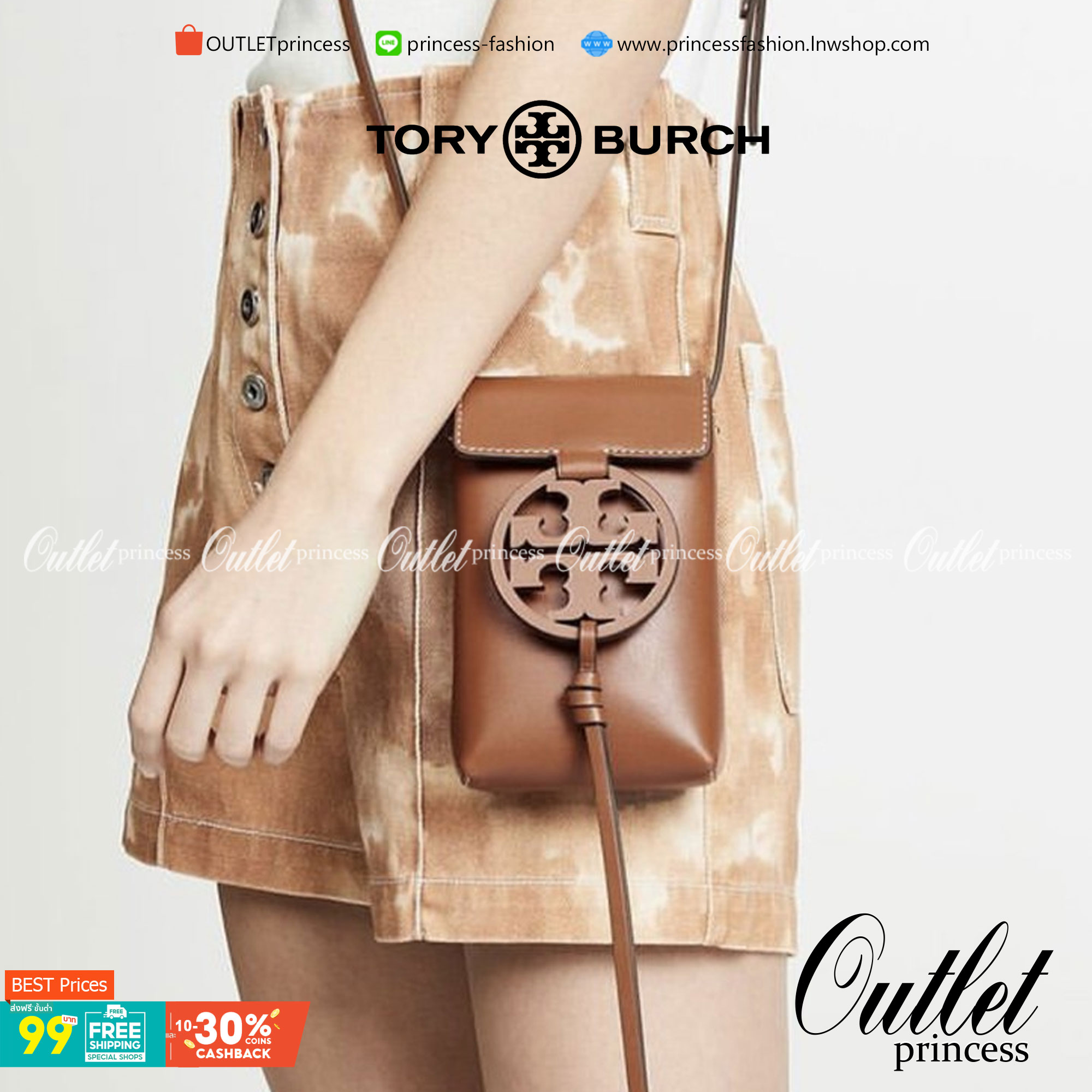 TORY BURCH MILLER METAL PHONE CROSSBODY อีกหนึ่งกระเป๋าใส่มือถือรุ่นฮิตที่เชื่อว่าหลาย ๆ คนต้องเคยเห็นผ่าน ๆ ตามาอย่างแน่นอน กับแบรนด์ Tory Burch ดีไซน์กระเป๋าทรงฝาพับแม่เหล็กใช้งานง่าย มาพร้อมดีเทล Logo สีเดียวกับเฉดสีของกระเป๋า แต่ยังมีความน่ารักด้วยทรง