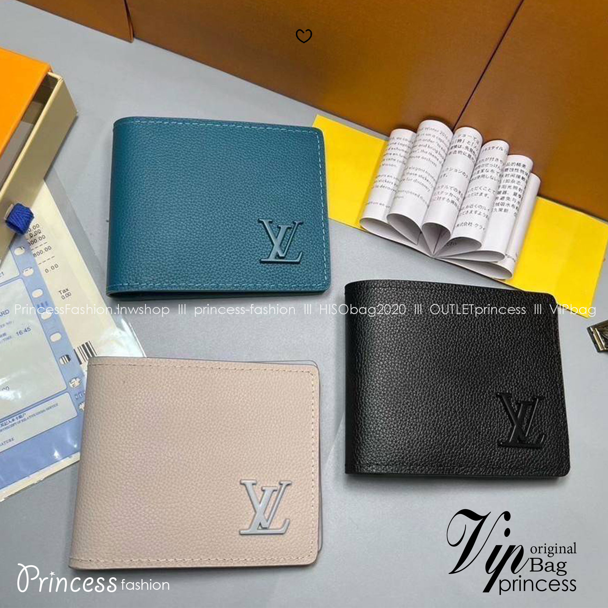 RI หนังแท้ | LV Short Wallet / LV Multiple Aerogram กระเป๋าสตางค์ใบสั้น กระเป๋าสตางค์ผู้ชาย