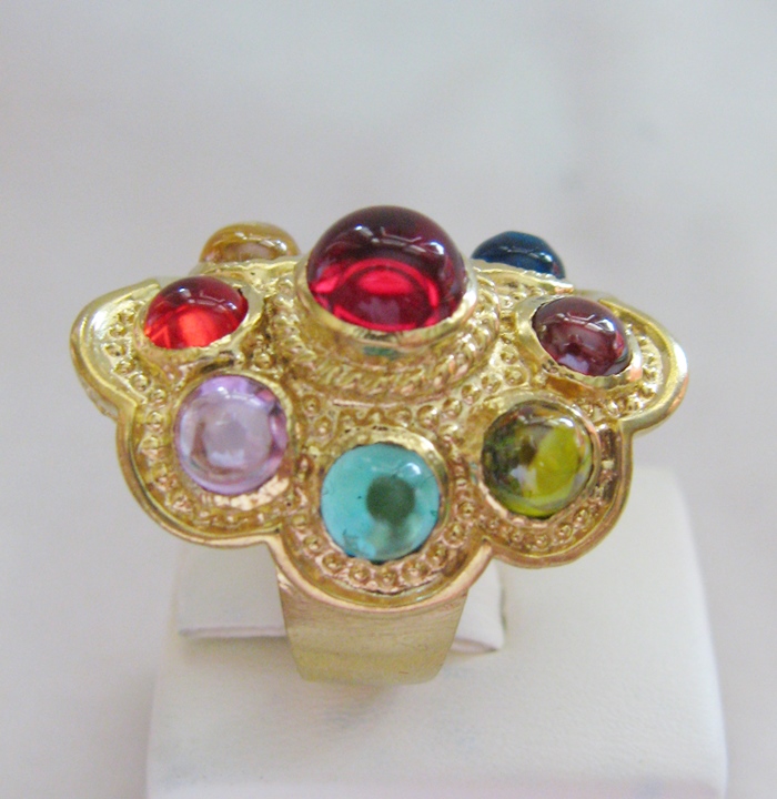 สินค้าหมดค่ะ แหวนพลอยมณีใต้น้ำ(เพชรพญานาค)นพเก้าเนื้อทองเหลือง(ทุกราศี)เบอร์7ค่ะ