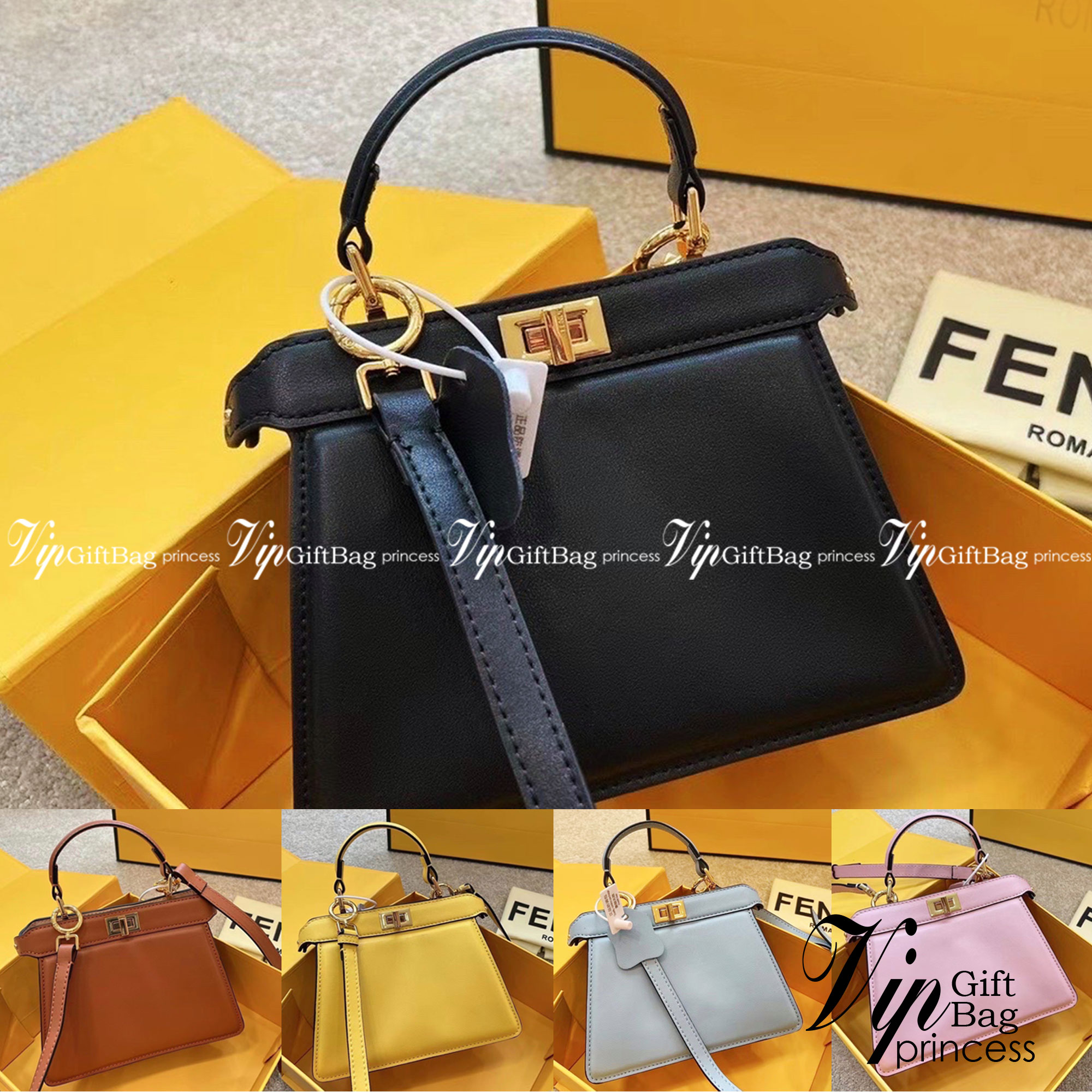 FENDI peekaboo 20cm เกระเป๋าสะพายเฟนดิ คลาสสิกตามแบบฉบับแบรนด์ สวยไฮโซมากแม่ สุดฮิตรุ่น Peekaboo ขนาดกำลังดีหนังเรียบสีพื้นมาใหม่ สวยหรูดูไฮโซ มาพร้อมสายสะพายยาวถอดออกถือได้ วัสดุคุณภาพอย่างดี ขนาดกะทัดรัดและดีไซน์ที่เรียบหรู