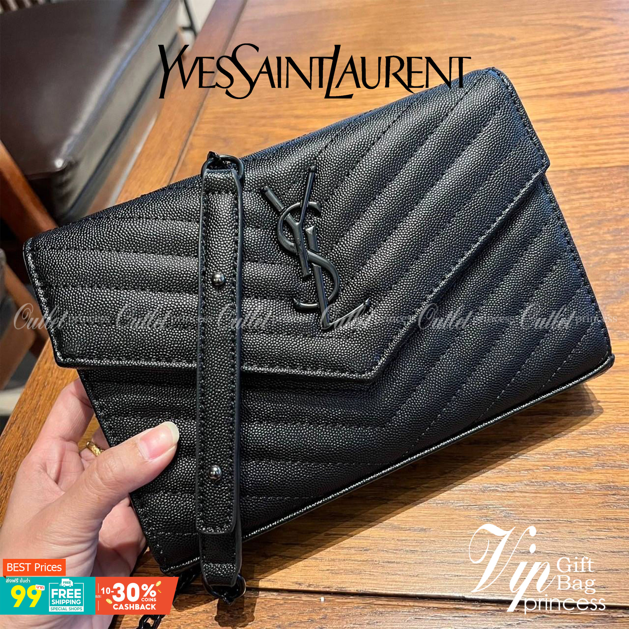 ไม่เคยผิดหวังจริงๆ!! กับรุ่นที่สาวๆรู้กัน Yves Saint laurent clutch bag with chain กระเป๋าสะพายทรง woc สุดฮอต ดีไซน์เรียบหรู โดดเด่นด้วยโลโก้ด้านหน้า เพิ่มดีเทลความผู้ดี วัสดุหนัง pepble ทนทาน ใช้งานง่ายเพียงแค่เปิด-ปิดด้วยกระดุมแม่เหล็ก ภายในแบ่งสัดส่วนไ