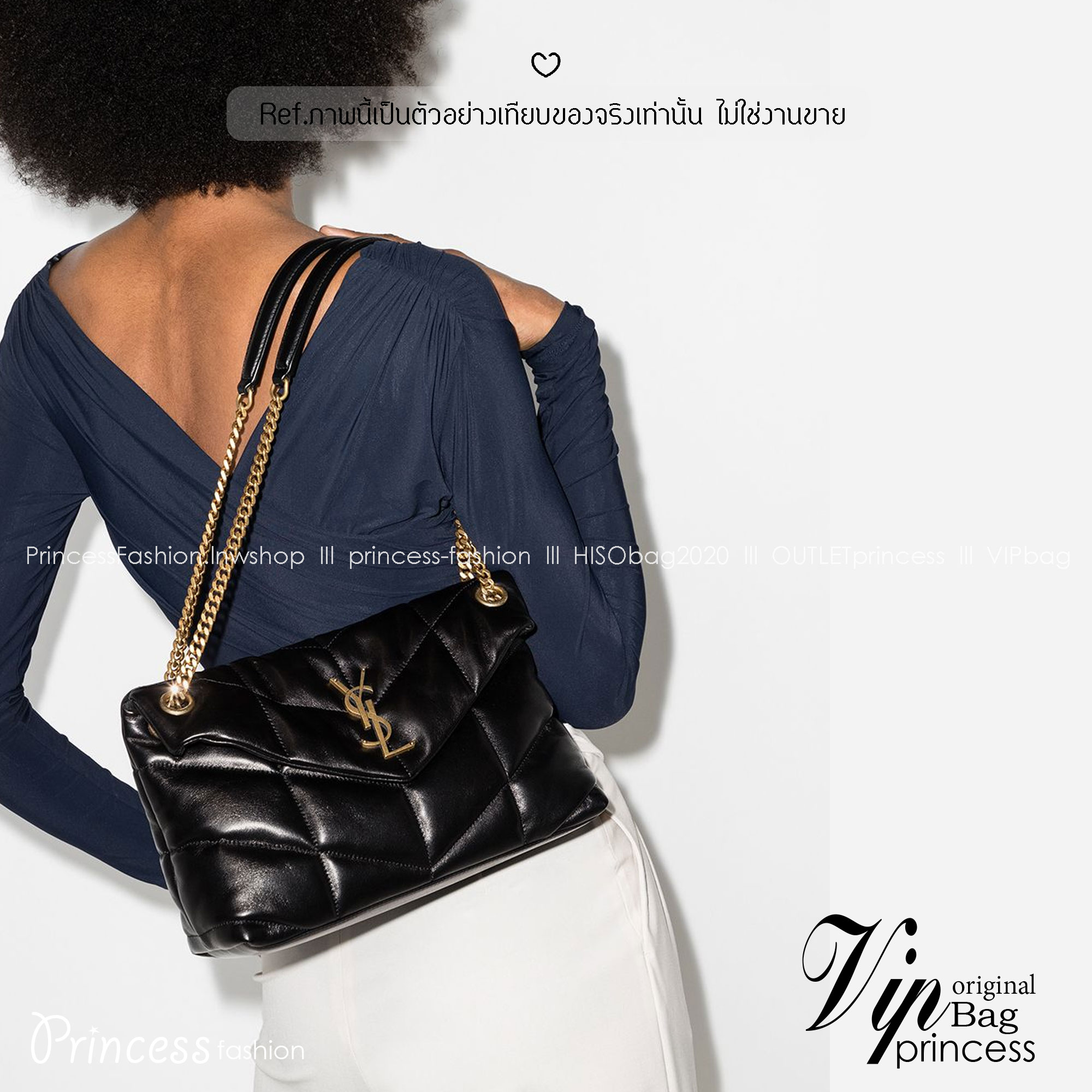 ORI หนังแท้ | 28cm YSL PUFFER SMALL in Nappa leather กระเป๋าสะพายรุ่นยอดนิยม ทรงสวย ใช้ได้บ่อยไม่มีเบื่อ วัสดุหนังสัมผัสนิ่มมือ ดีไซน์เรียบหรู ดูแพง สะพายได้หลากหลาย