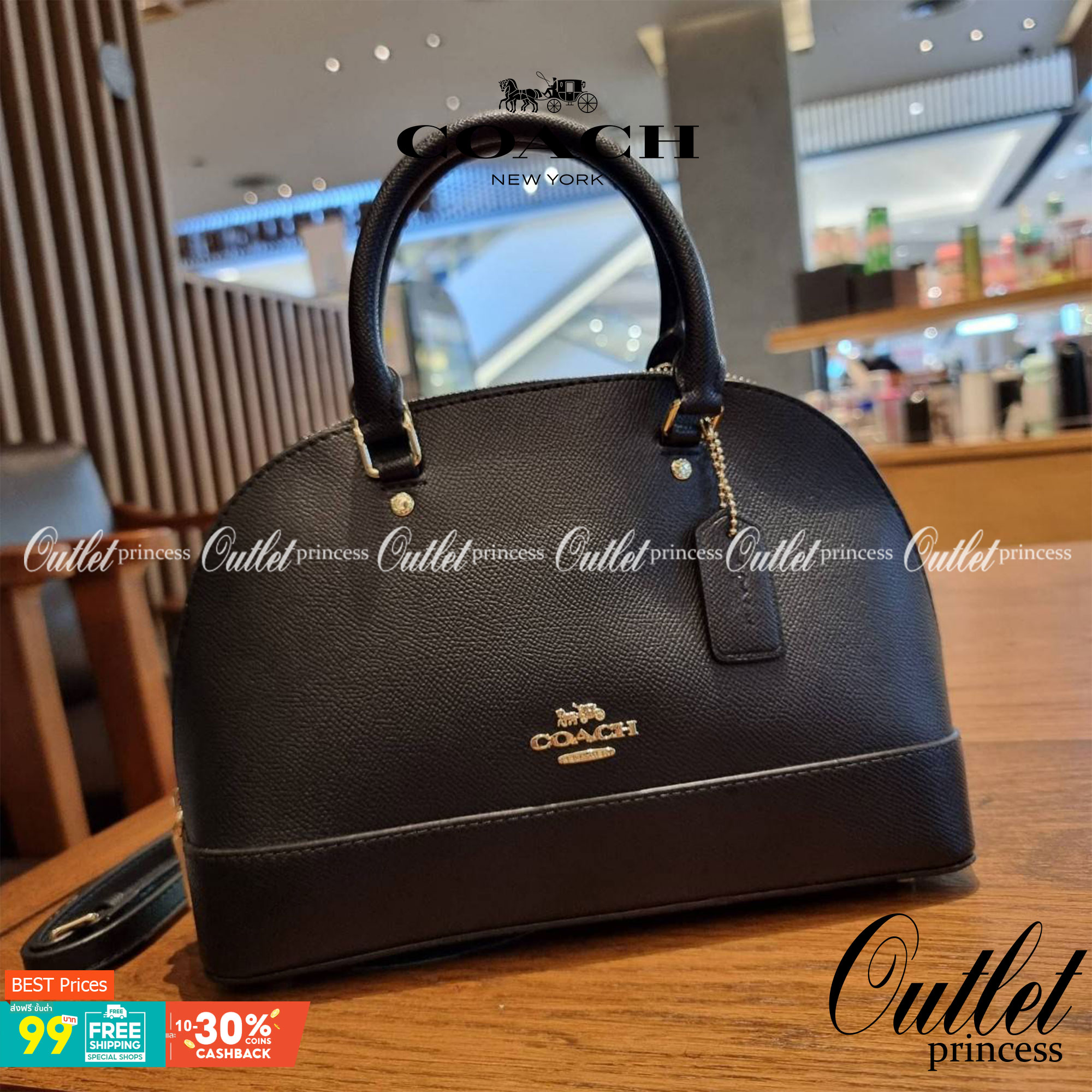 COACH F27591 MINI SIERRA SATCHEL กระเป๋าทรงโดมสุดคลาสสิค สีดำอมตะ ฮิตตลอดกาล มาพร้อมหูจับในตัวและสายสะพายครอสบอดี้ ที่จะคล้องแขนก็ได้อีกลุค หรือจะถือเก๋ๆก็เลิศ วัสดุหนัง crossgrain ทนทาน ดูแลรักษาง่าย ภายในโล่งกว้าง ใส่ของได้ครบไม่ต้องห่วง เป็นไอเท็มที่หา