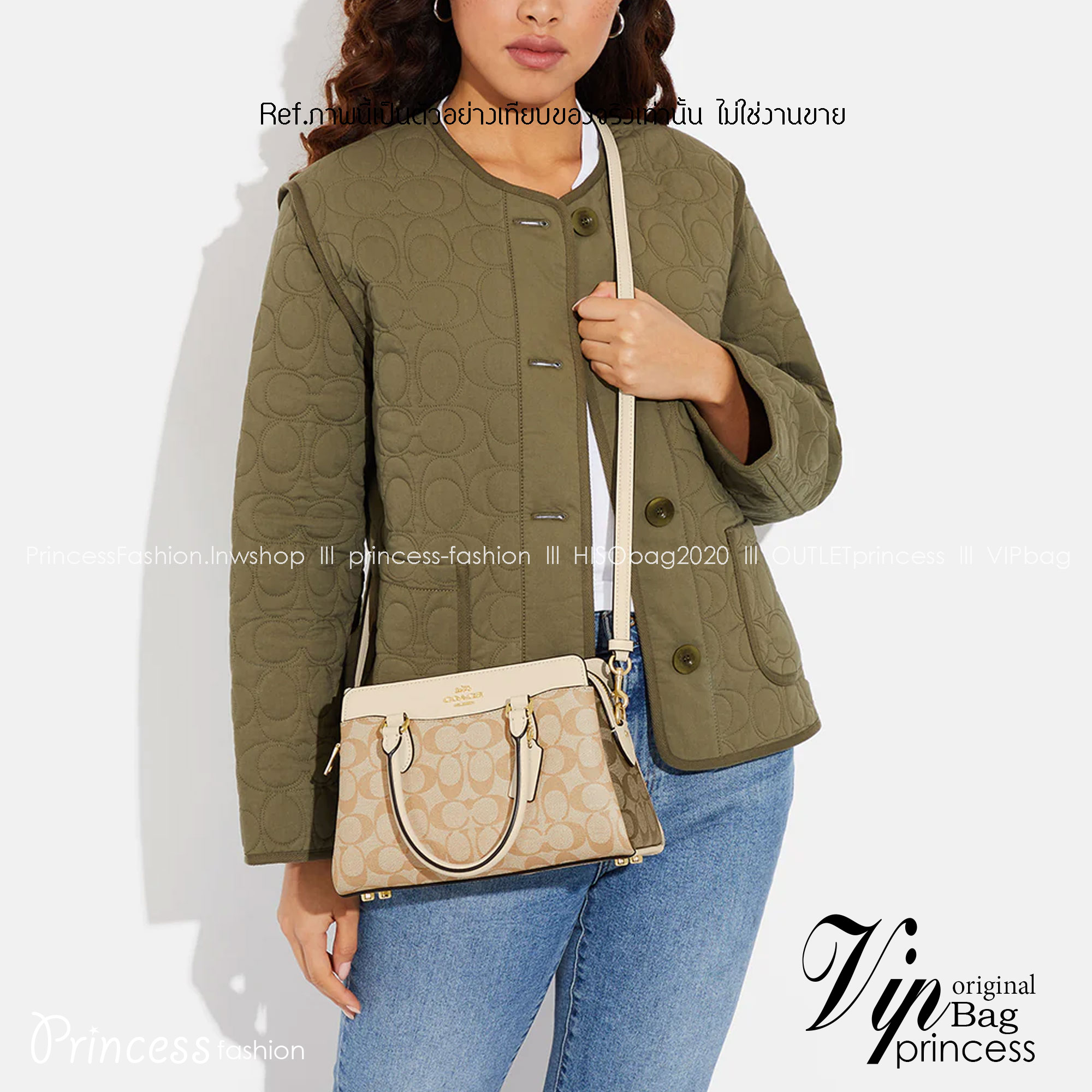 COACH MINI DARCIE CARRYALL IN BLOCKED SIGNATURE CANVAS CH503 พร้อมส่ง กระเป๋าสะพายทรงถัง ไซส์มินิ ดีไซน์ออกมาดูหรูมาก สวย คลาสสิค