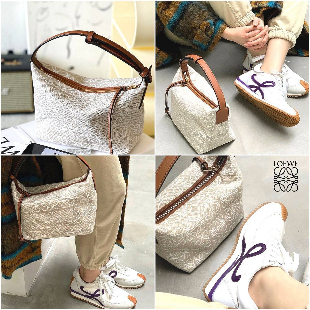 Must Have!✴️ นาทีนี้ต้อง NEW! LOEWE ANAGRAM SHOULDER BAG VIP GIFT WITH PURCHASE (GWP) กระเป๋าถือหรือสะพายพรีเมี่ยมกิ๊ฟ Limited จาก LOEWE PERFUME DUTYFREE COUNTER รุ่นใหม่วัสดุ Anagram Canvas Jacquard Fabric ผสมผสานกับหนังแท้ Calfskin ลงตัวสุดคลาสสิ