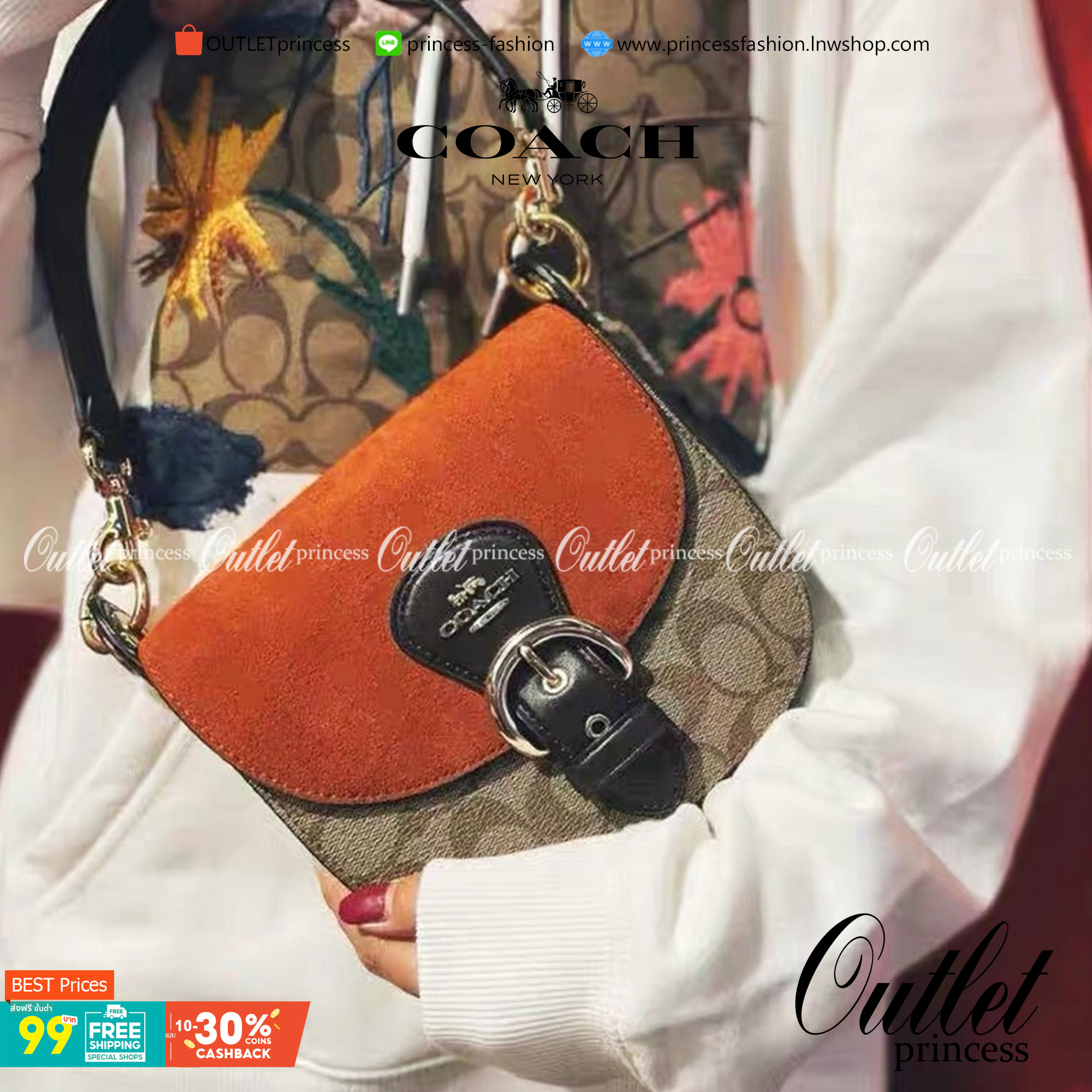 COACH C5691 KLEO SHOULDER BAG 17 IN SIGNATURE CANVAS ใหม่สุด!! สวยหรูไม่มีใครเกิน!! กระเป๋าสะพายสวยครบสูตร แค่เห็นก็ปิ๊ง!!วัสดุหนังแคนวาสสลับหนังแท้ ลงตัวที่หนึ่ง เปิด-ปิดด้วยสายคาดแม่เหล็กในตัว โดดเด่นมากๆ ภายในเป็นช่องโล่ง มีสายสะพายมาให้ถึง 2 แบบ สายคล